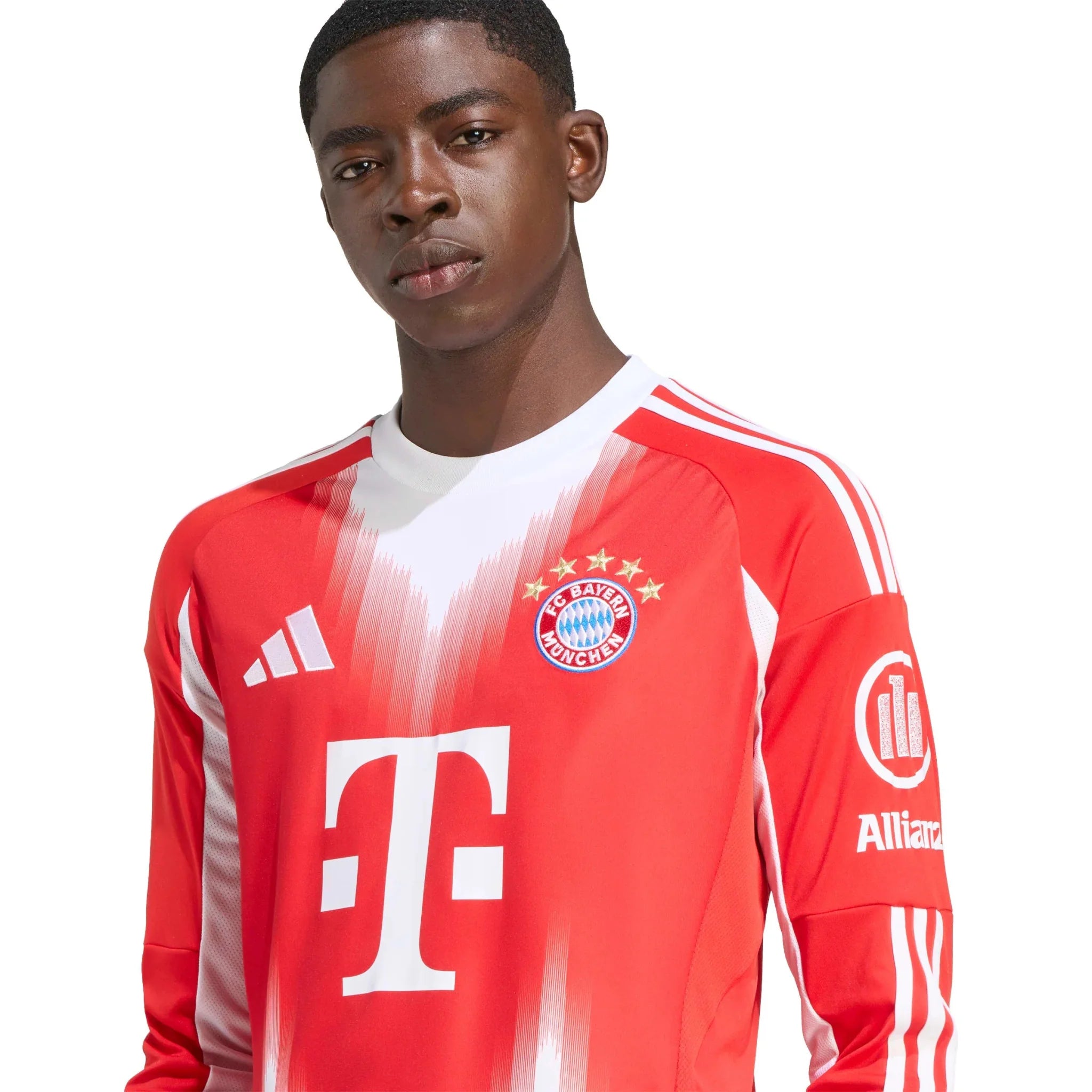 adidas 2025-26 Bayern Munich Men's Stadium Home Long-Sleeve Soccer Jersey 5