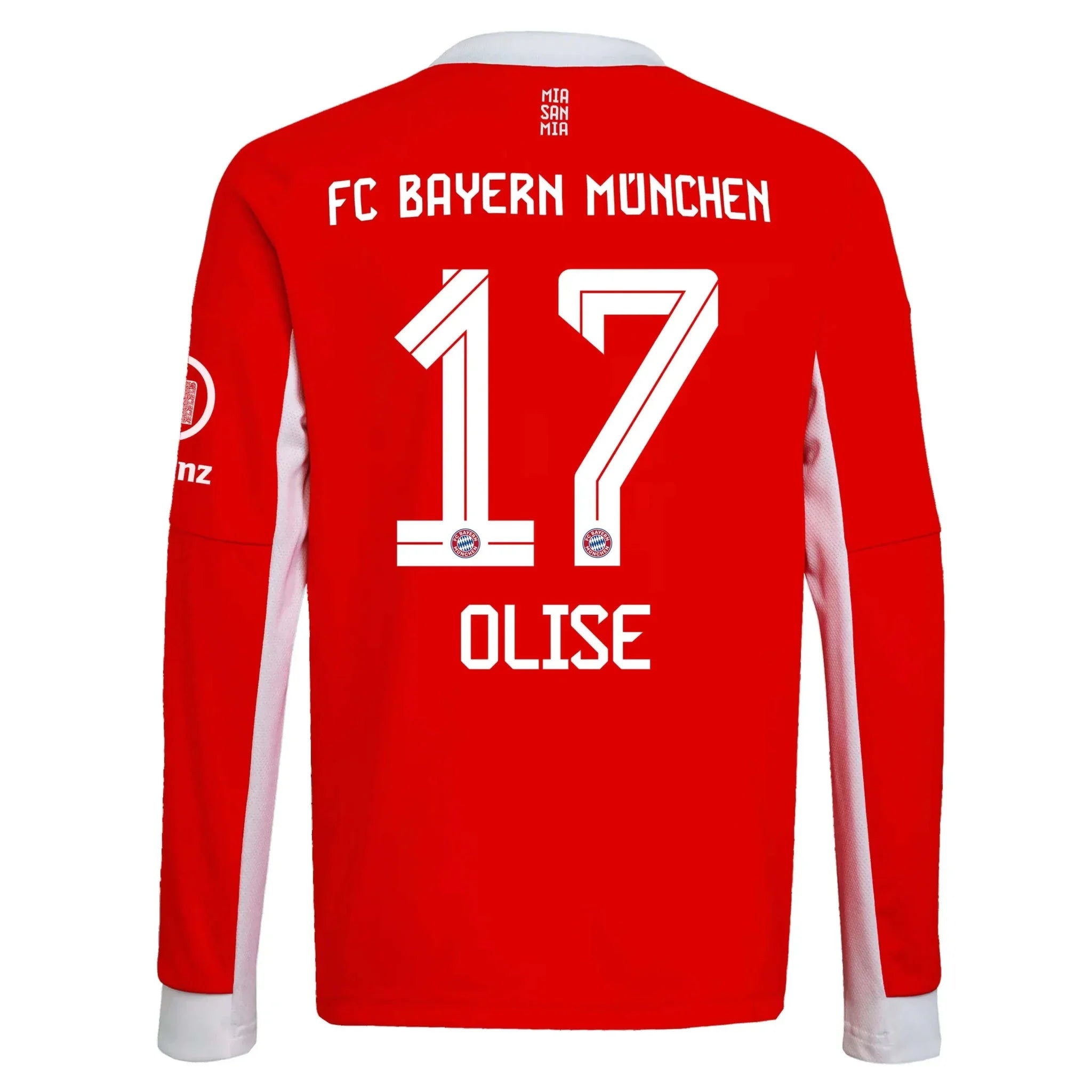 adidas 2025-26 Bayern Munich Men's Stadium Home Long-Sleeve Soccer Jersey 11