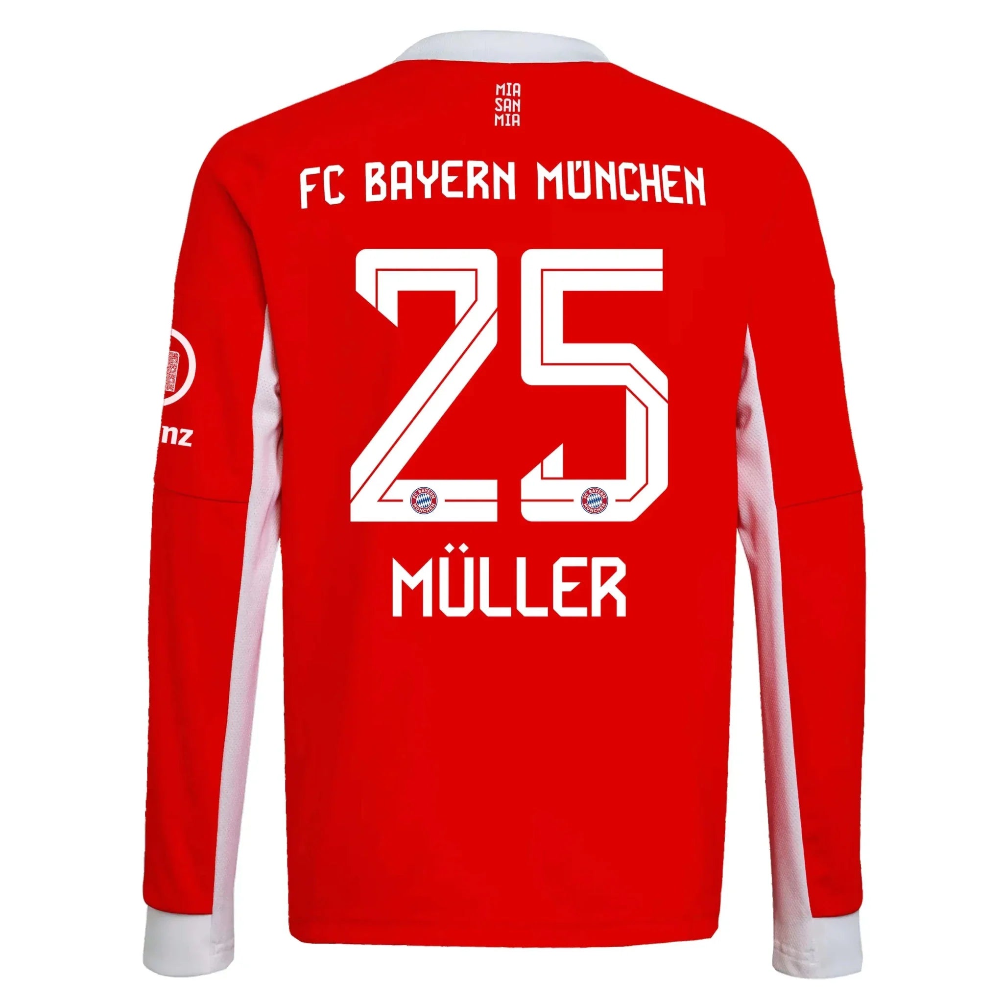 adidas 2025-26 Bayern Munich Men's Stadium Home Long-Sleeve Soccer Jersey 13