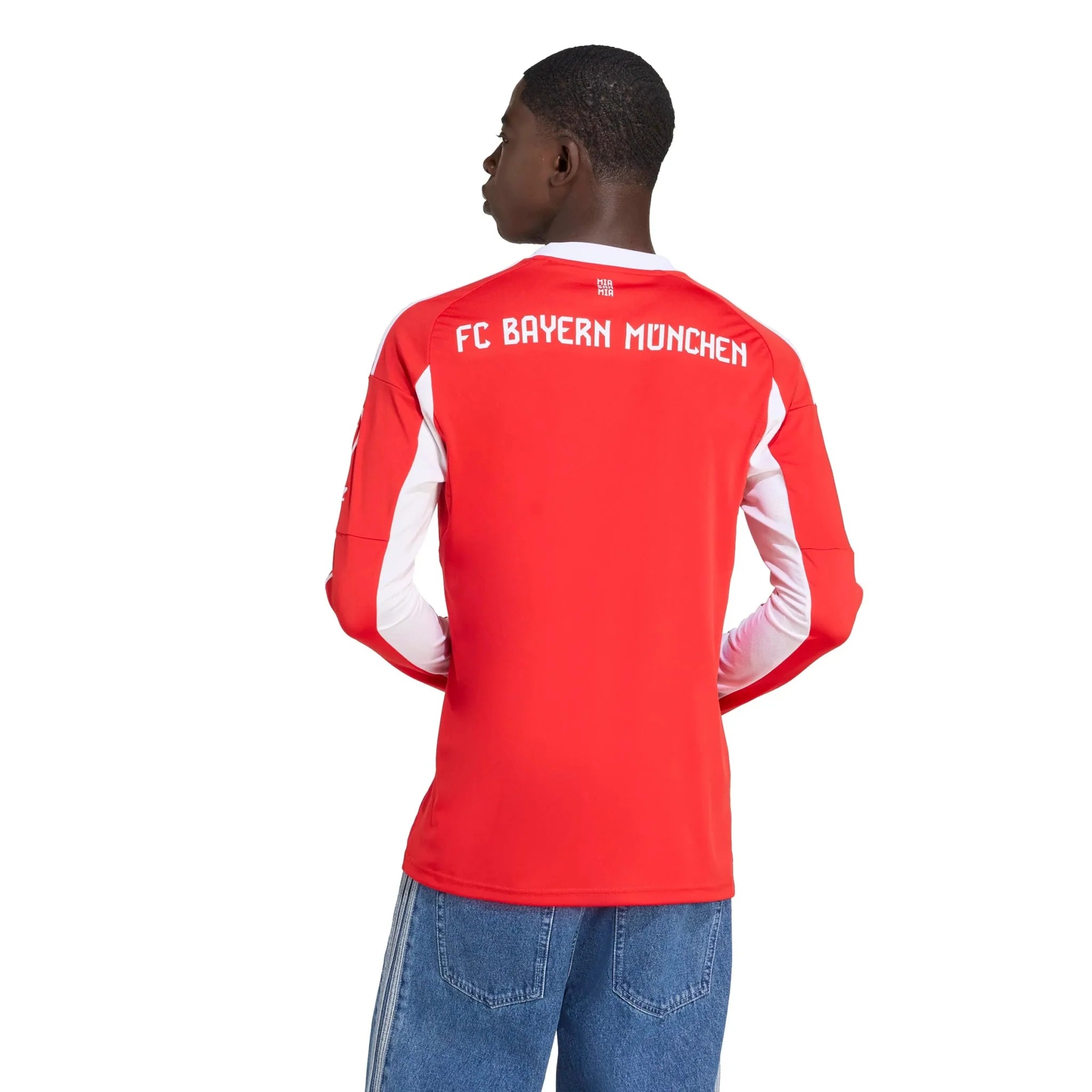 adidas 2025-26 Bayern Munich Men's Stadium Home Long-Sleeve Soccer Jersey 4