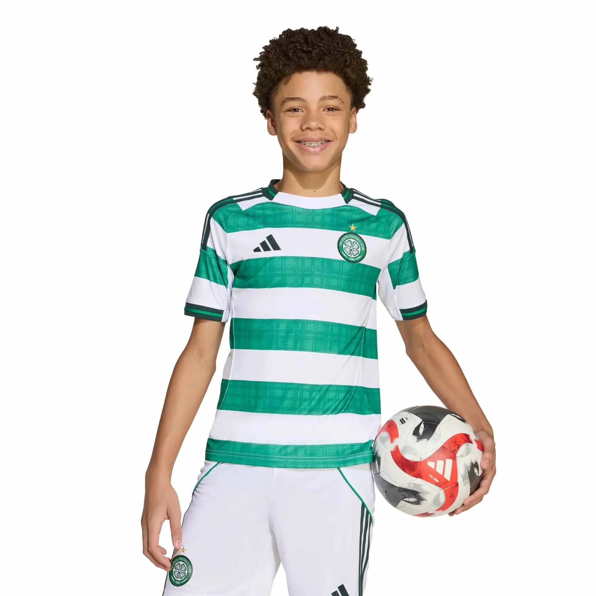 adidas 2025-26 Celtic Youth Stadium Home Soccer Jersey 3