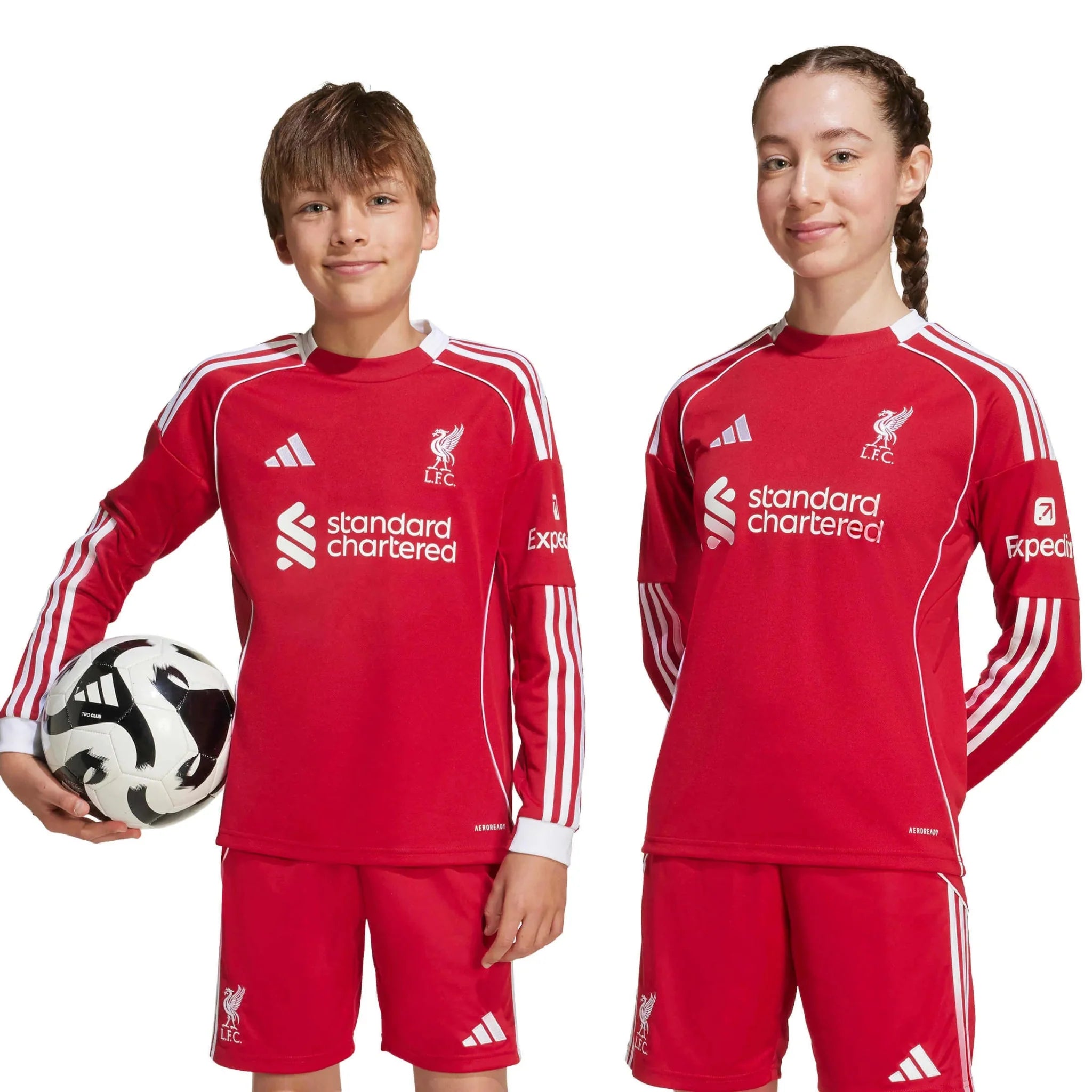 adidas 2025-26 Liverpool Youth Stadium Home Long-Sleeve Soccer Jersey 7