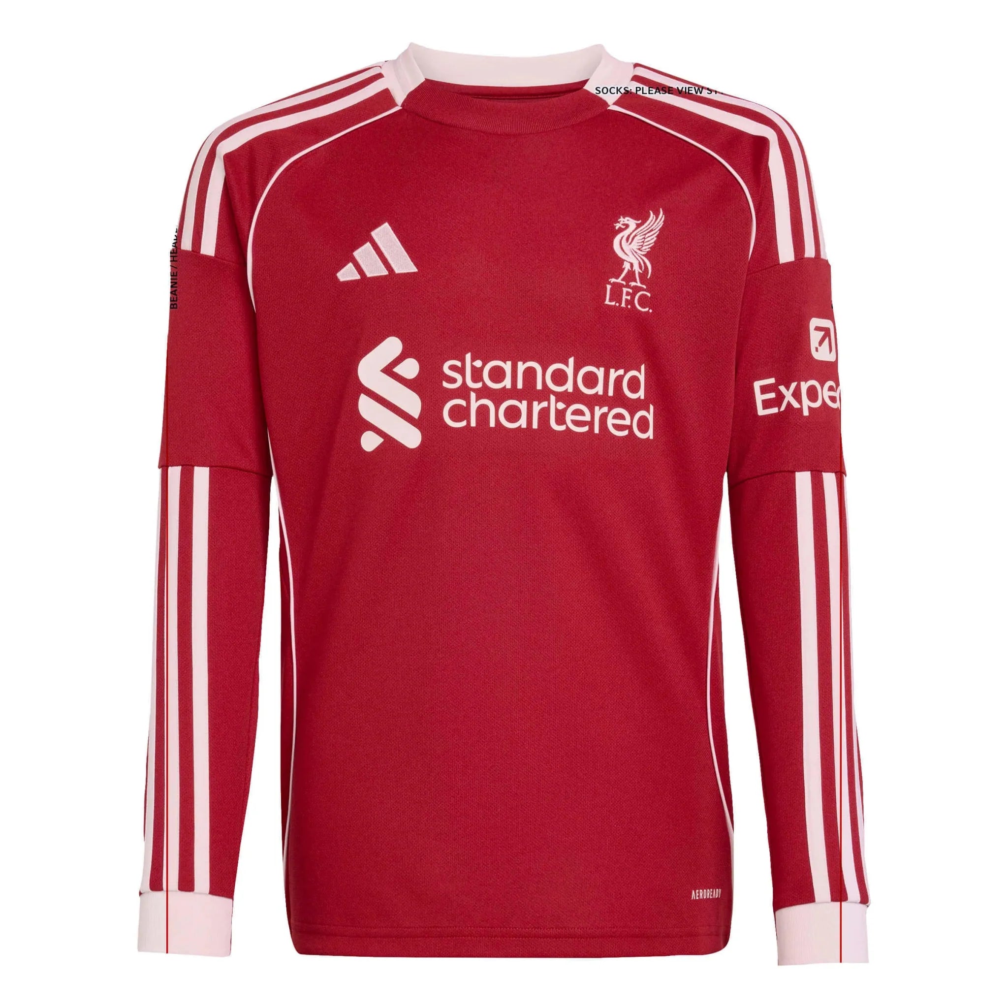 adidas 2025-26 Liverpool Youth Stadium Home Long-Sleeve Soccer Jersey 1