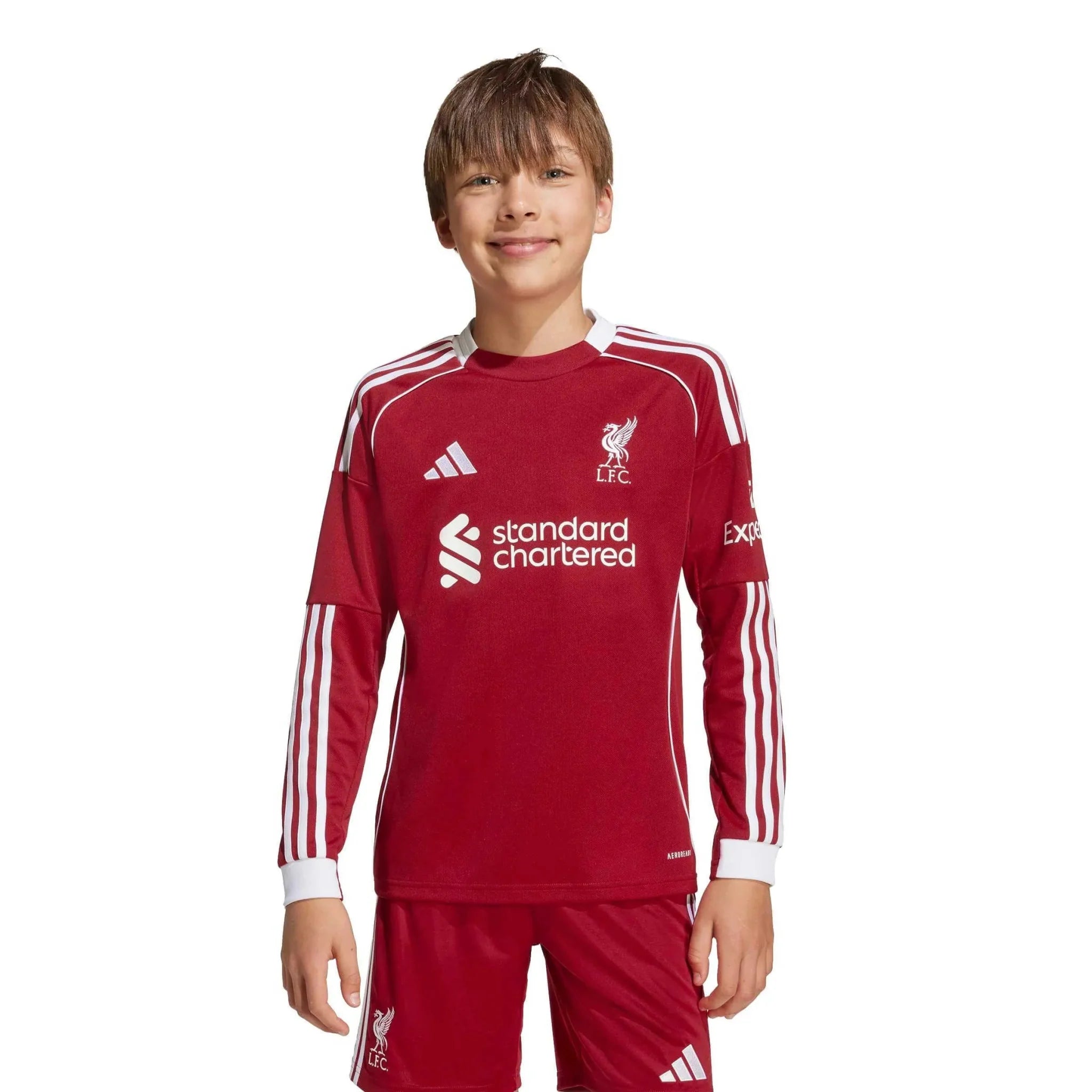 adidas 2025-26 Liverpool Youth Stadium Home Long-Sleeve Soccer Jersey 5