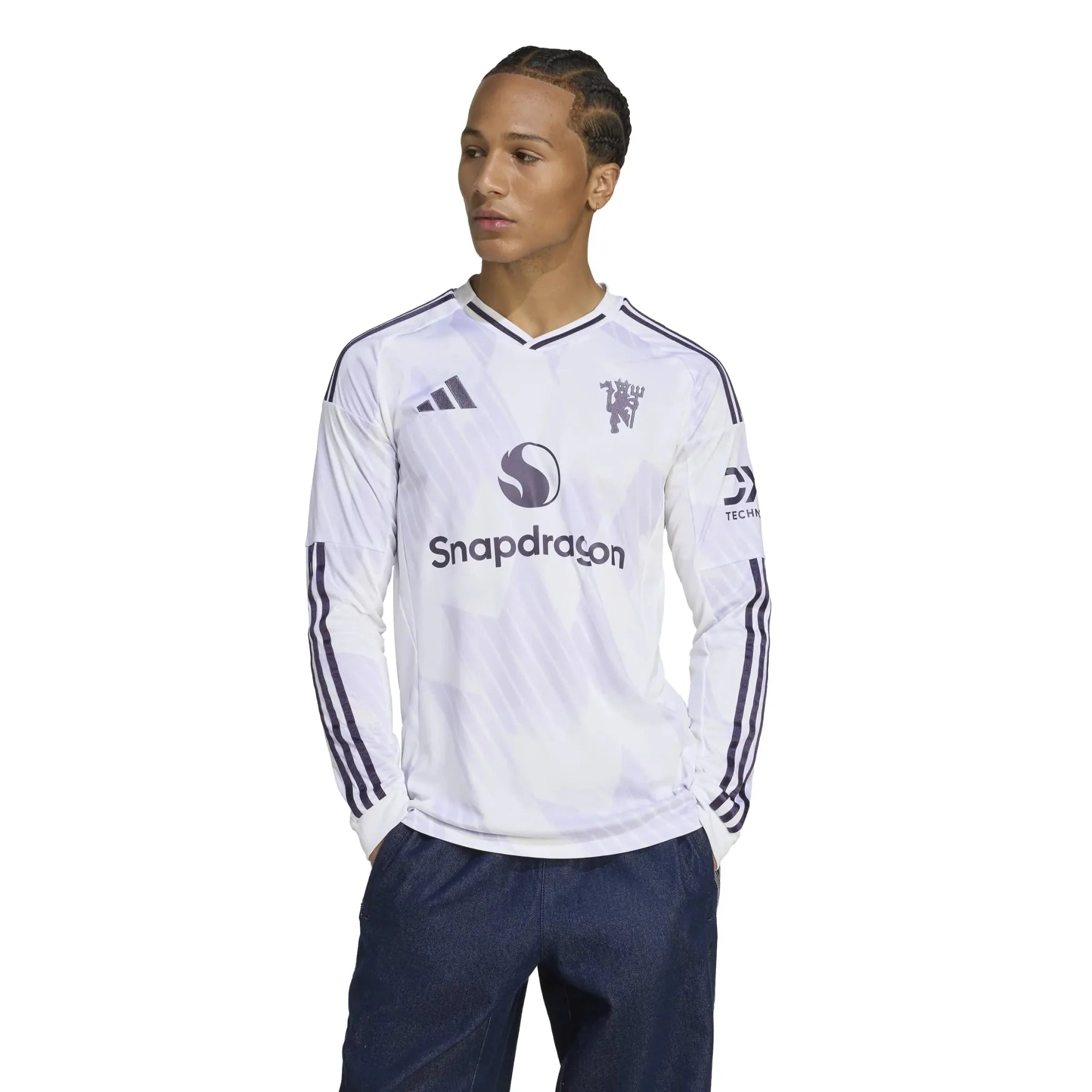 adidas 2025-26 Manchester United Men's Stadium Away Long-Sleeve Soccer Jersey 3