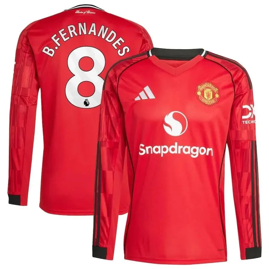 adidas 2025-26 Manchester United Men's Stadium Home Long-Sleeve Soccer Jersey 7