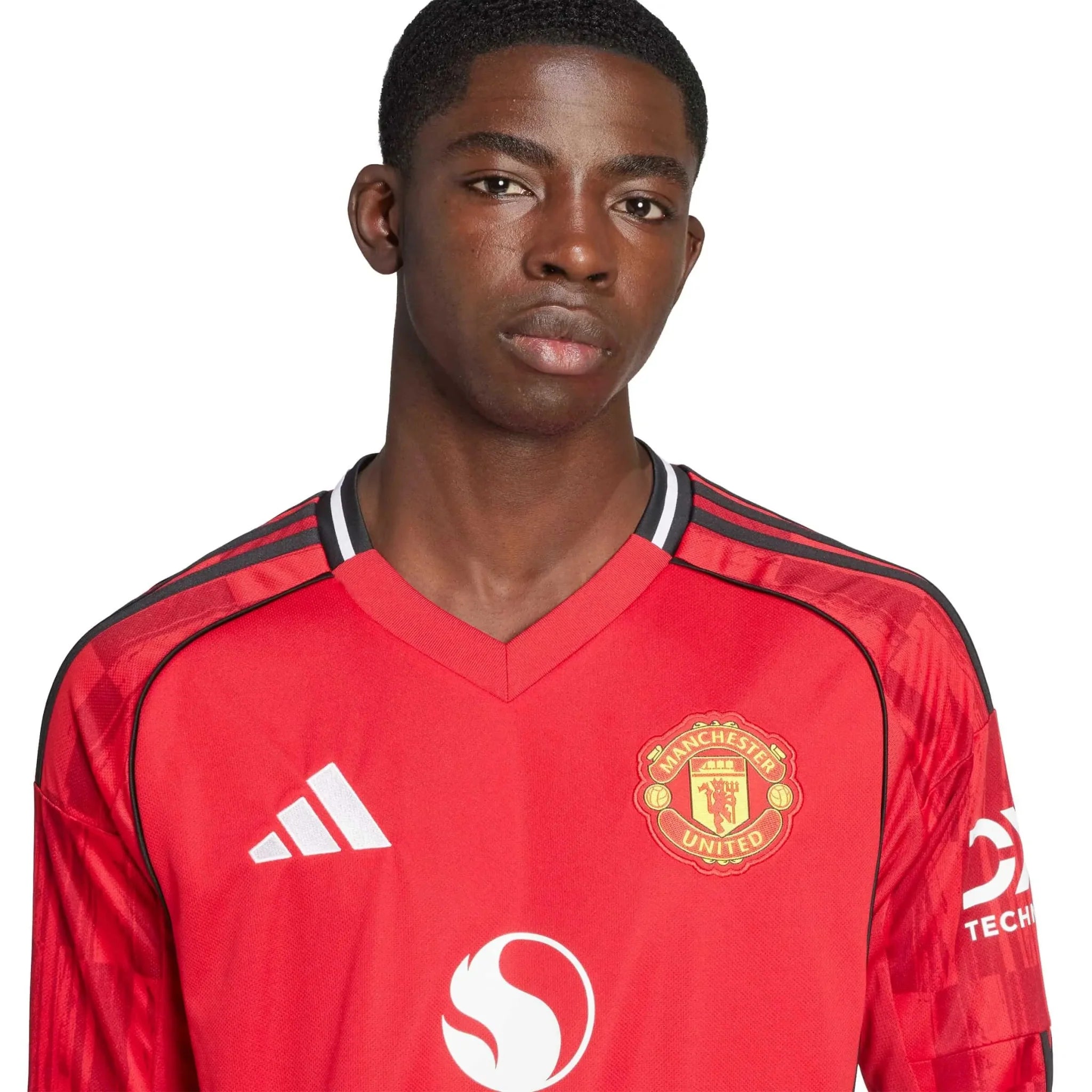 adidas 2025-26 Manchester United Men's Stadium Home Long-Sleeve Soccer Jersey 5