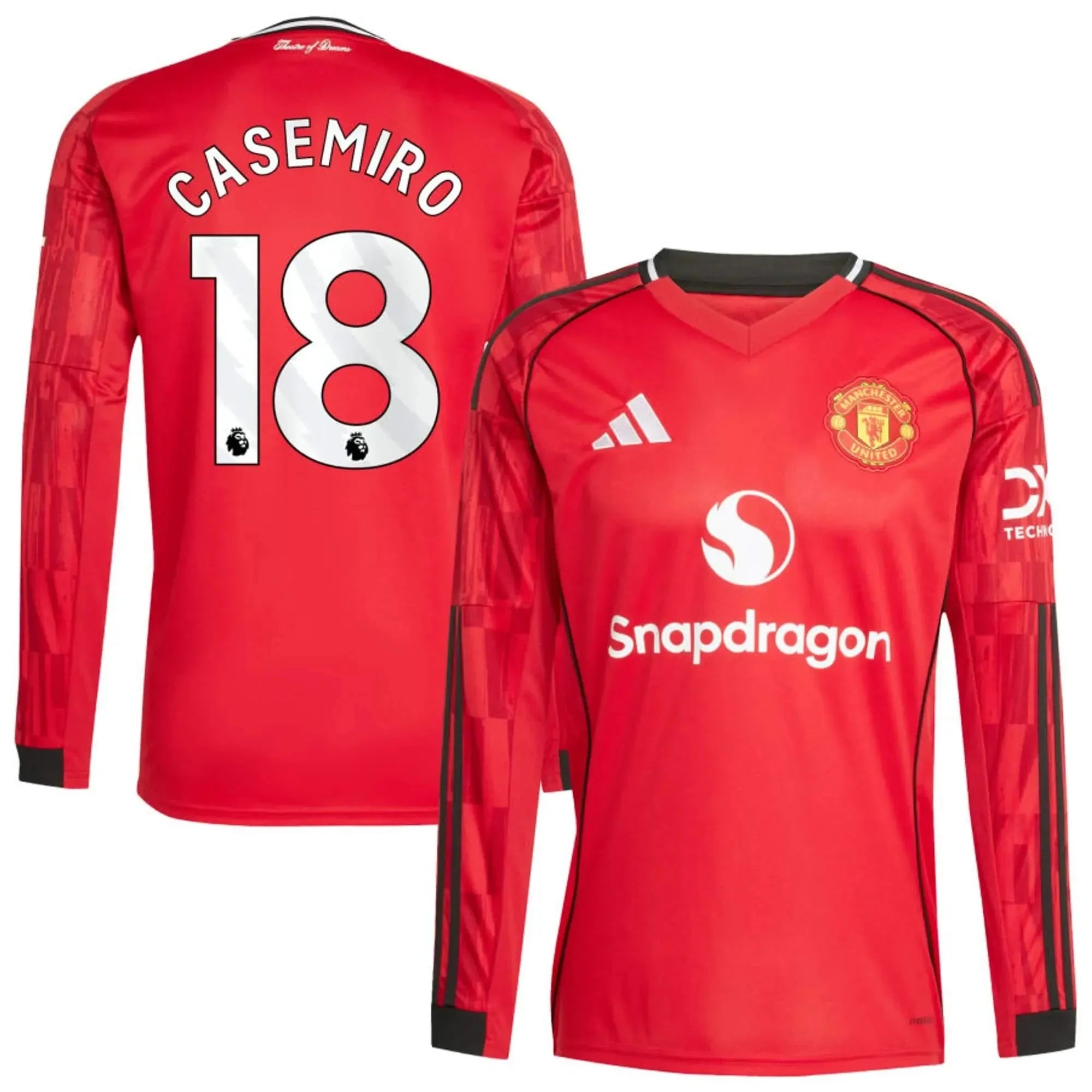 adidas 2025-26 Manchester United Men's Stadium Home Long-Sleeve Soccer Jersey 8
