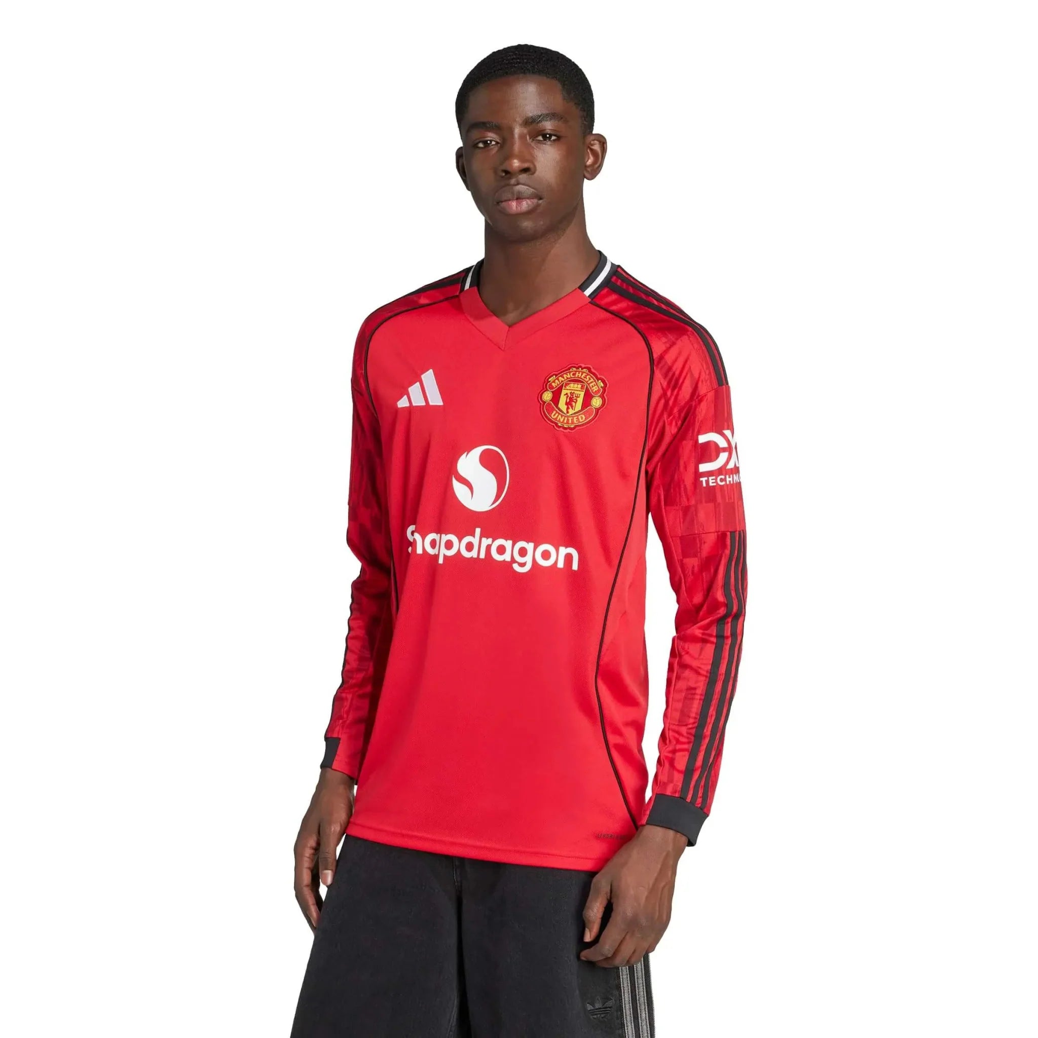 adidas 2025-26 Manchester United Men's Stadium Home Long-Sleeve Soccer Jersey 3