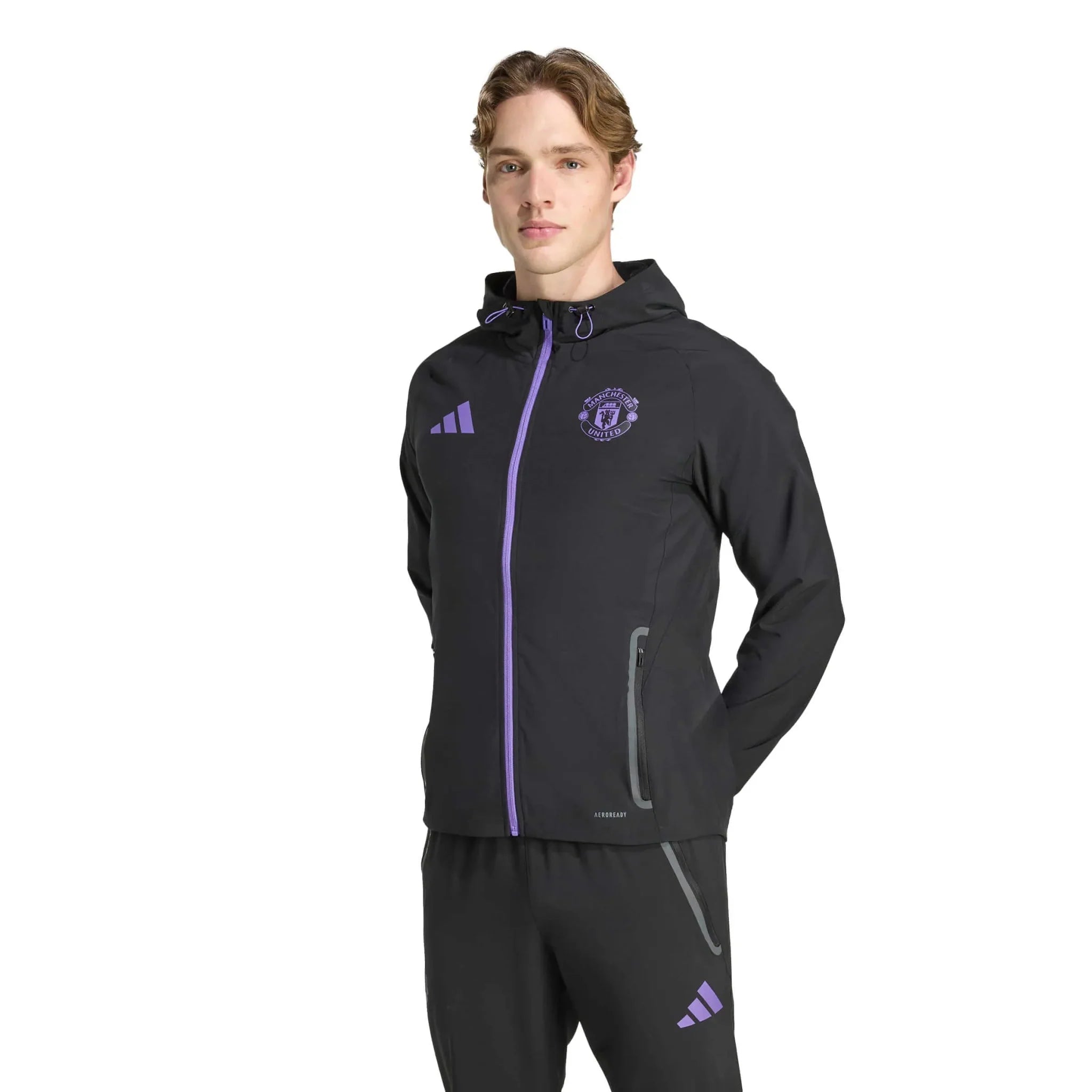 adidas 2025-26 Manchester United Men's Tiro 25 Competition Vis Tech Travel Jacket 2