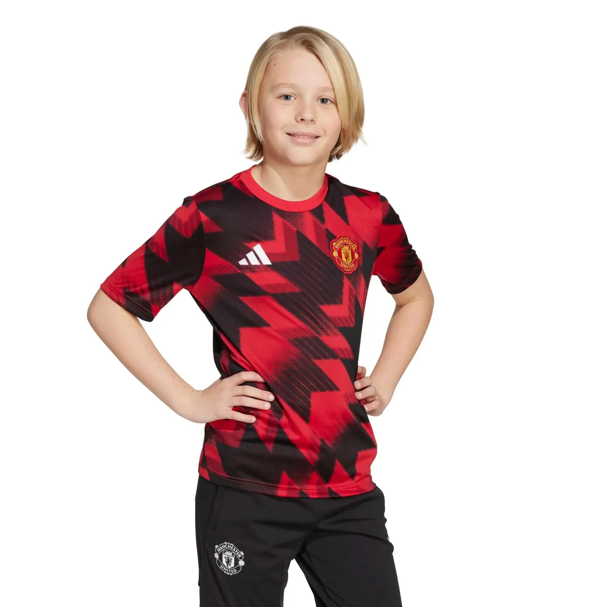 adidas 2025-26 Manchester United Youth Pre-Match Soccer Jersey 3