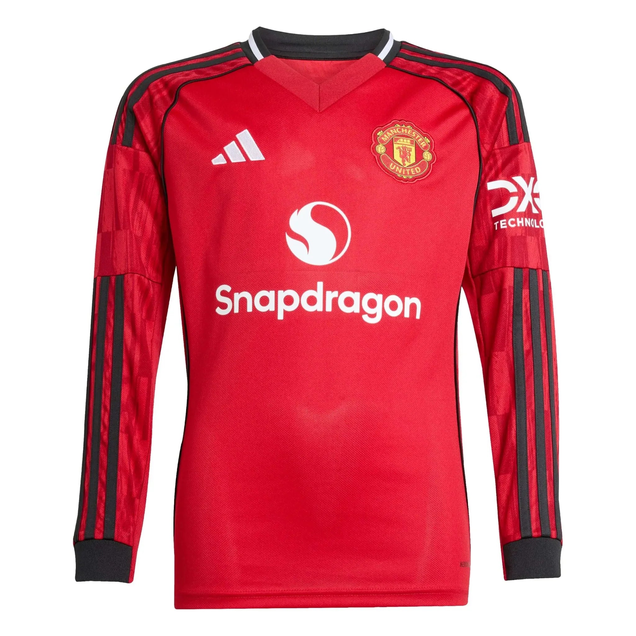 adidas 2025-26 Manchester United Youth Stadium Home Long-Sleeve Soccer Jersey 1