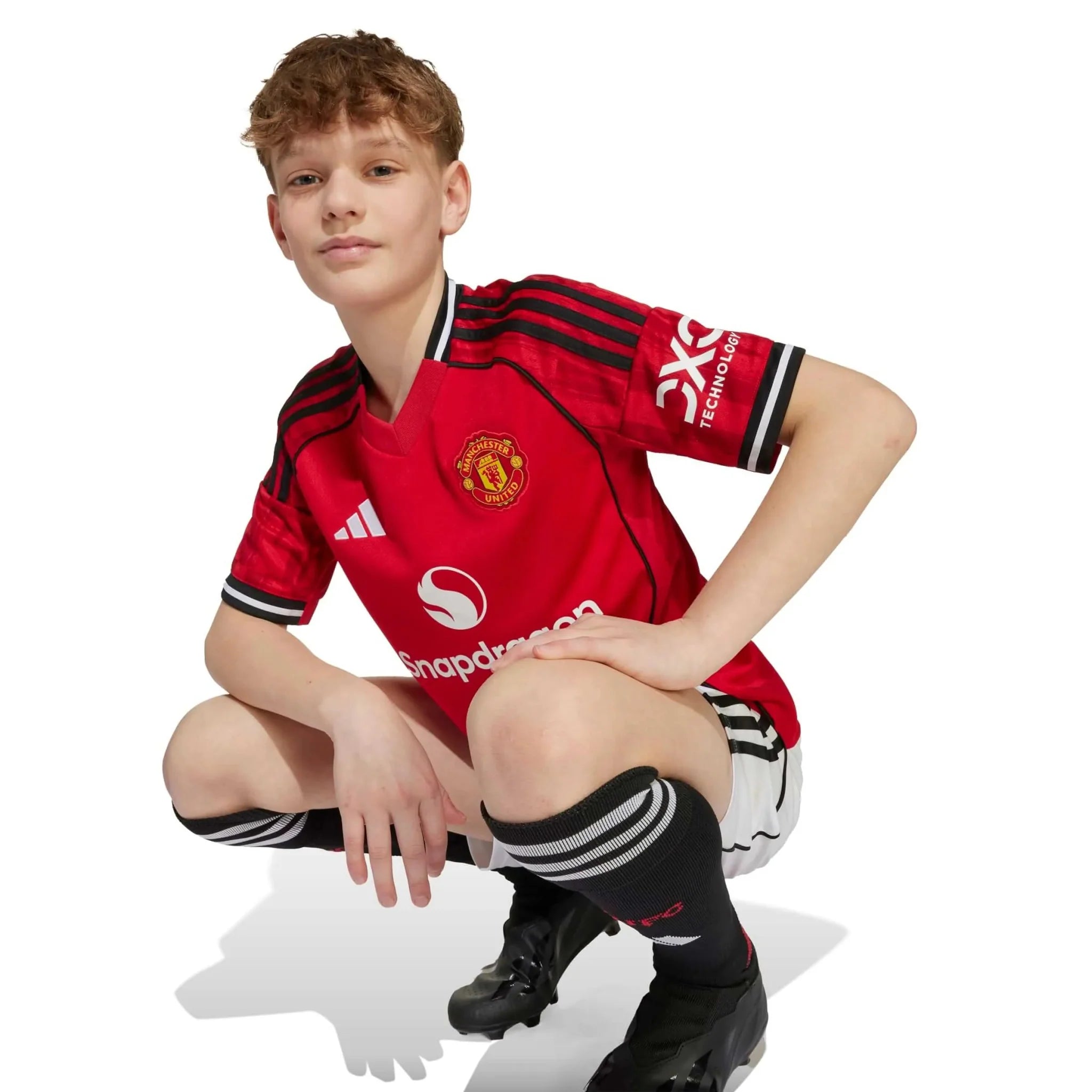 adidas 2025-26 Manchester United Youth Stadium Home Soccer Jersey 4