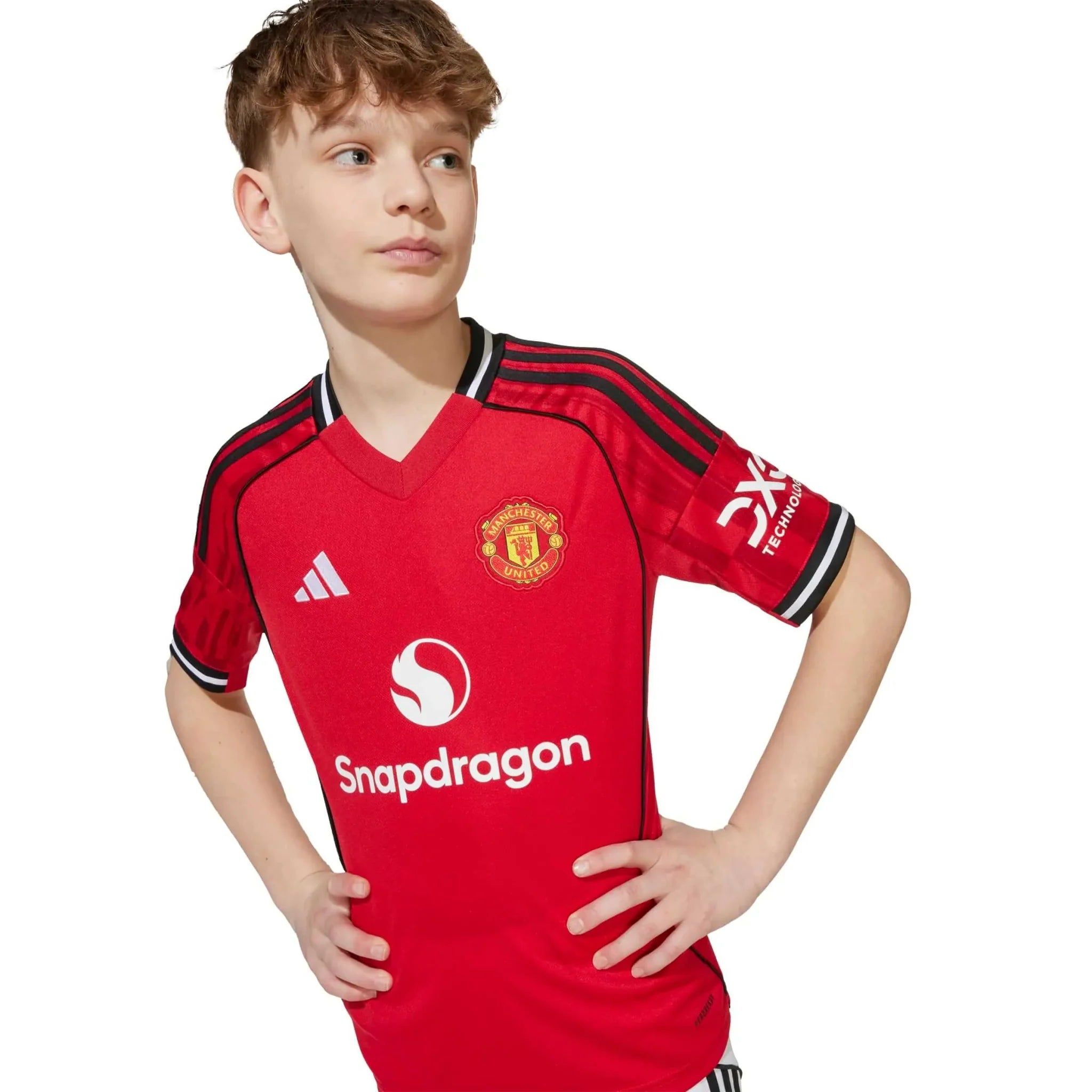 adidas 2025-26 Manchester United Youth Stadium Home Soccer Jersey 3
