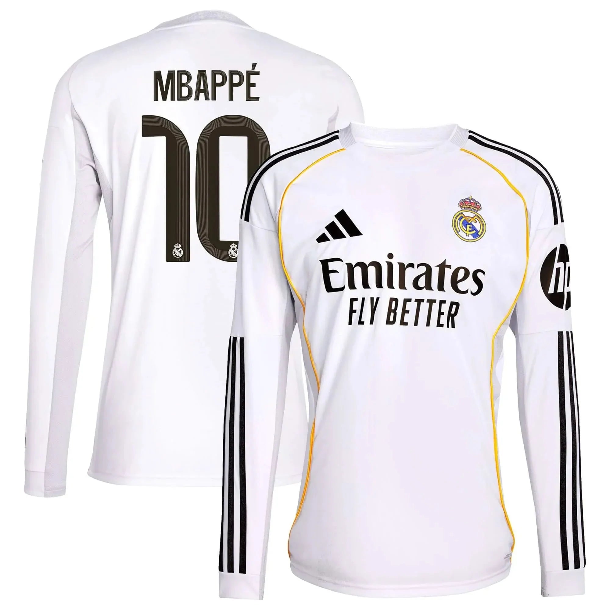 adidas 2025-26 Real Madrid Men's Stadium Home Long-Sleeve Soccer Jersey 8