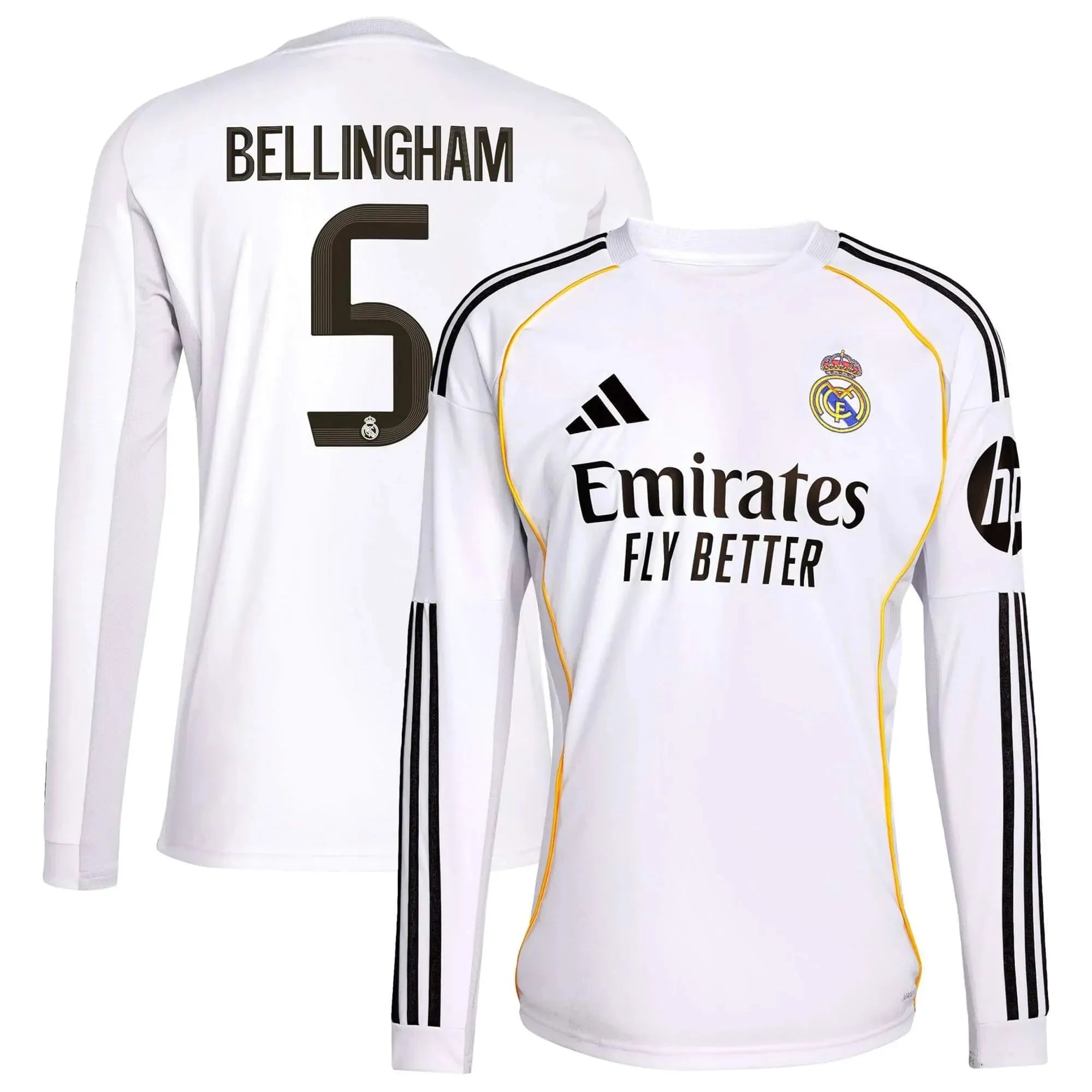 adidas 2025-26 Real Madrid Youth Stadium Home Long-Sleeve Soccer Jersey 10