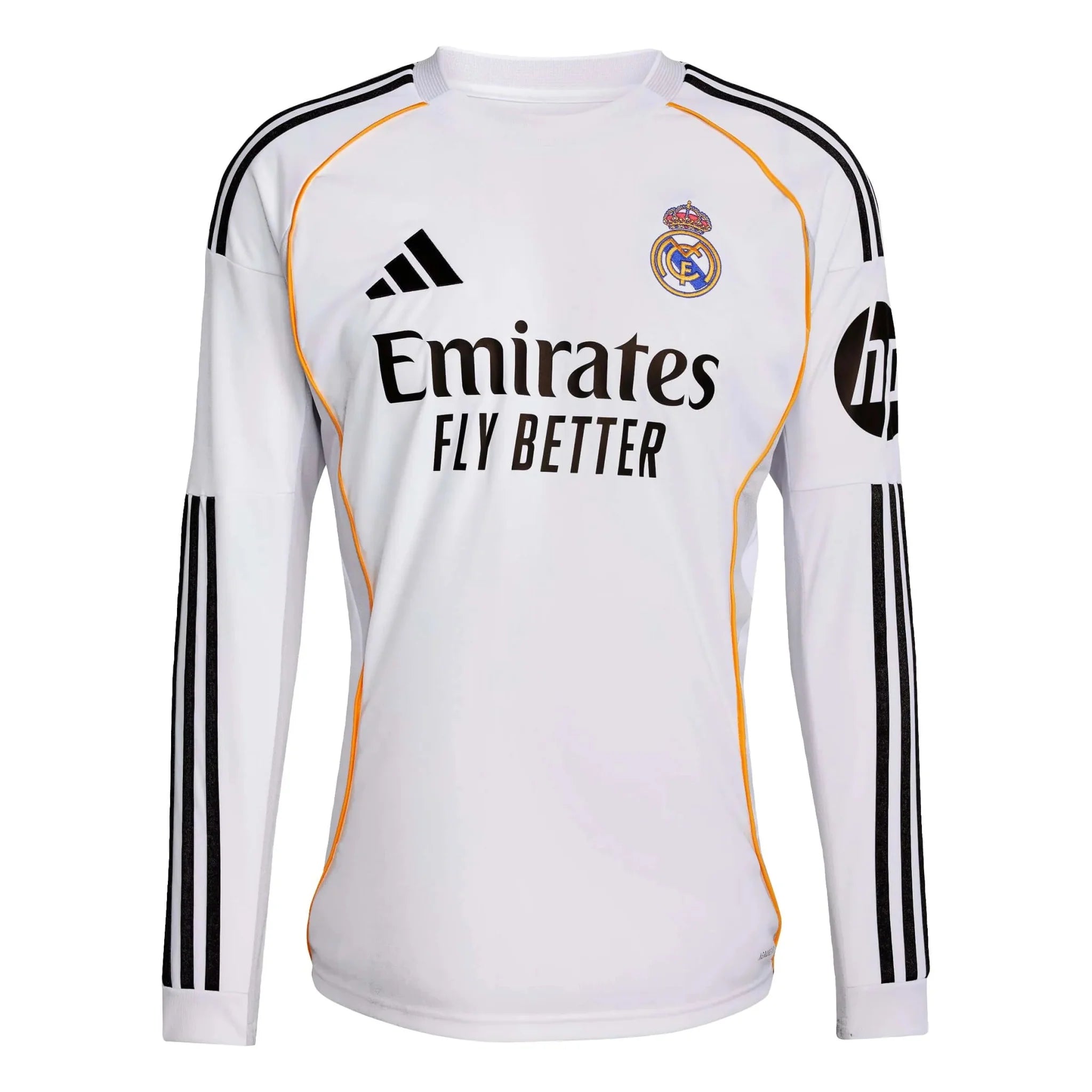 adidas 2025-26 Real Madrid Men's Stadium Home Long-Sleeve Soccer Jersey 1