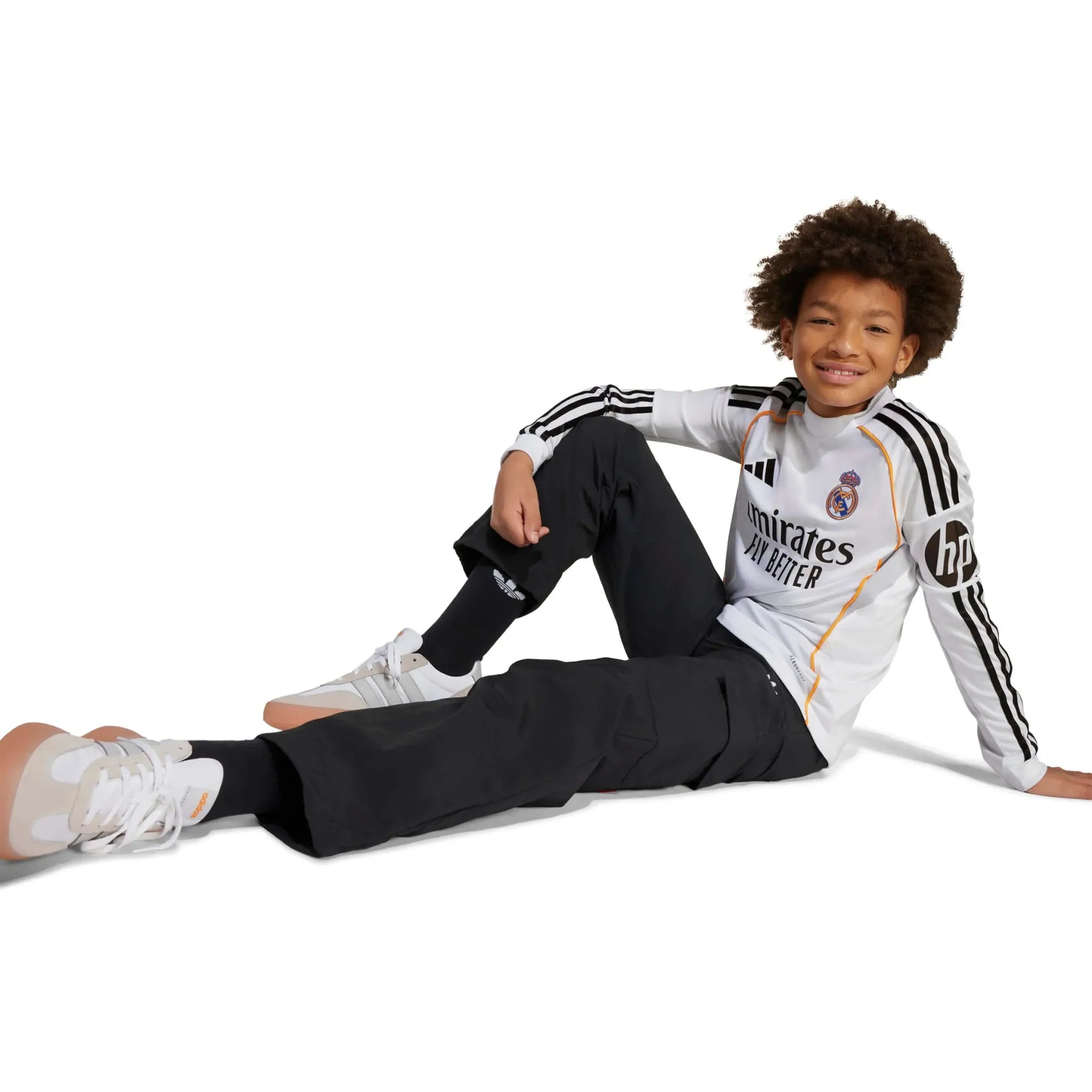 adidas 2025-26 Real Madrid Youth Stadium Home Long-Sleeve Soccer Jersey 4
