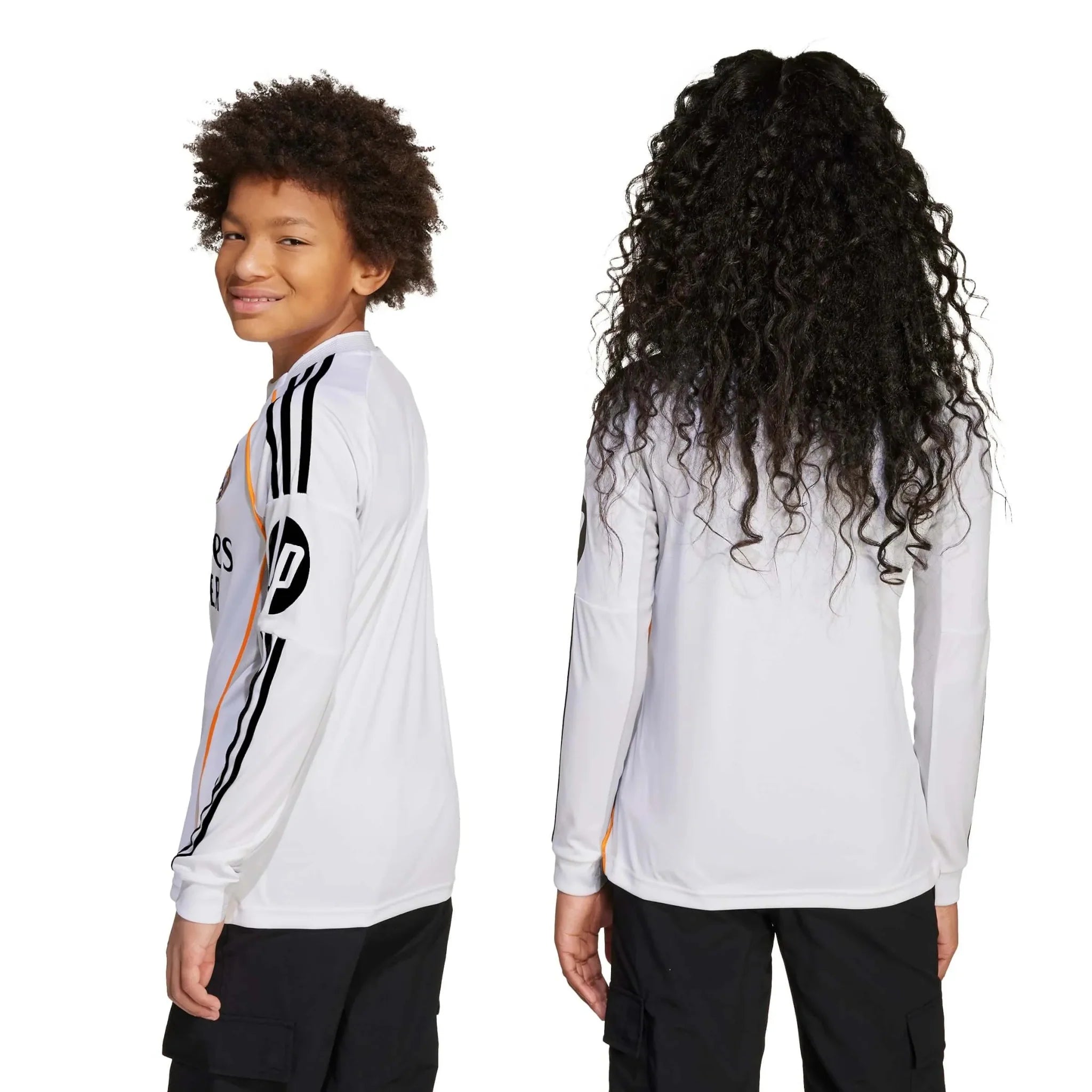adidas 2025-26 Real Madrid Youth Stadium Home Long-Sleeve Soccer Jersey 8
