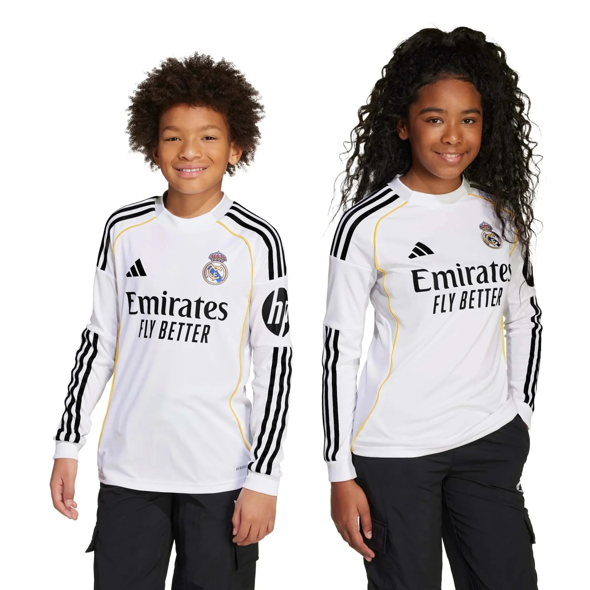 adidas 2025-26 Real Madrid Youth Stadium Home Long-Sleeve Soccer Jersey 7