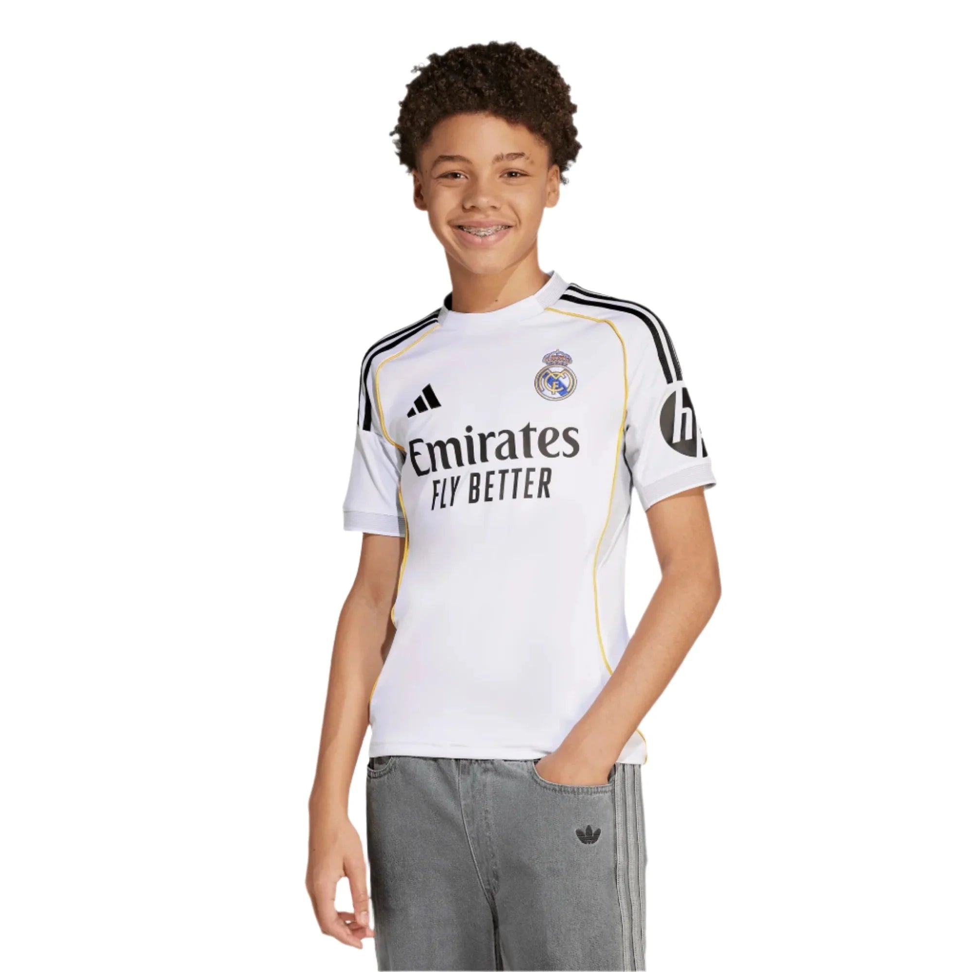 adidas 2025-26 Real Madrid Youth Stadium Home Soccer Jersey 3