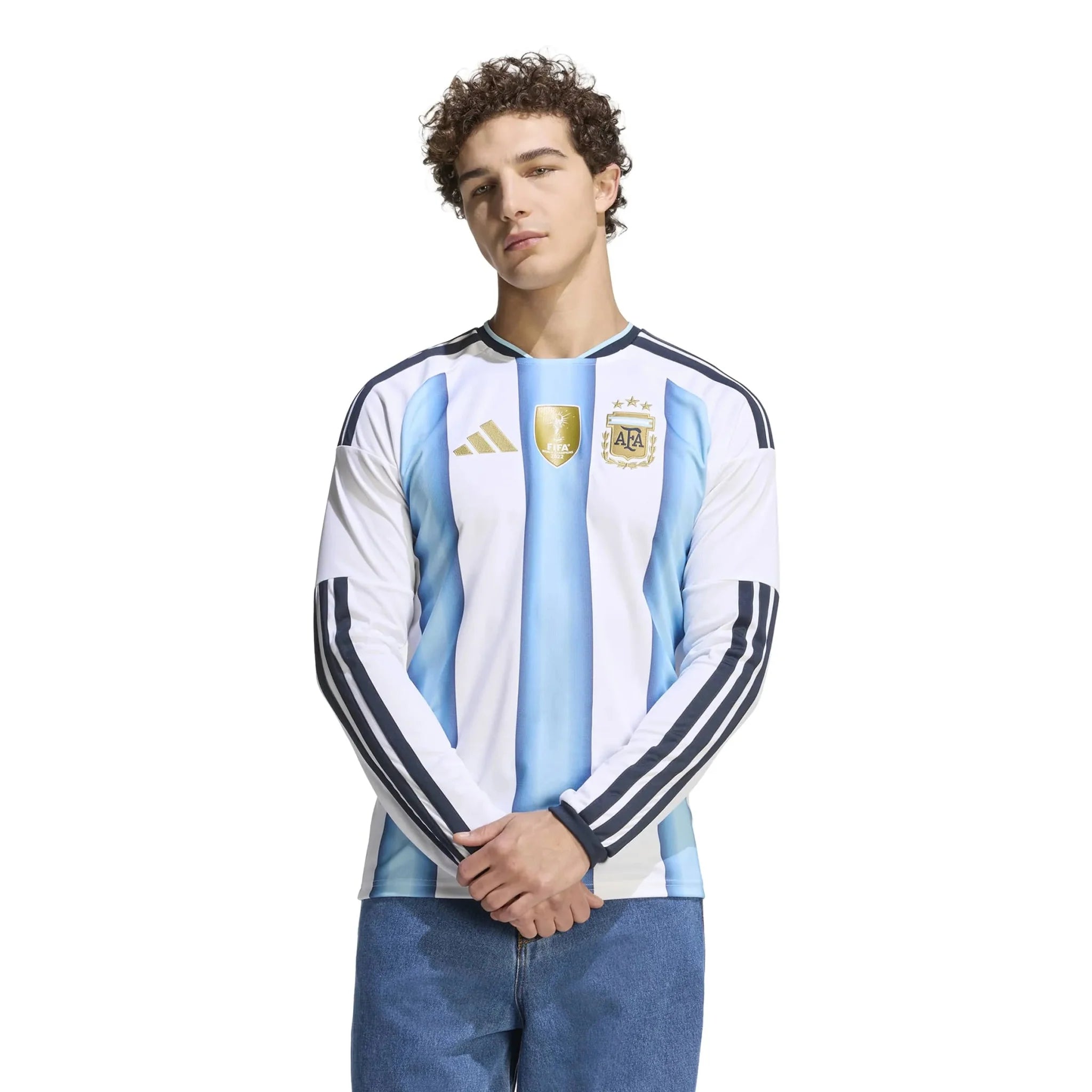 adidas 2026 Argentina Men's Stadium Home Long-Sleeve Soccer Jersey 3