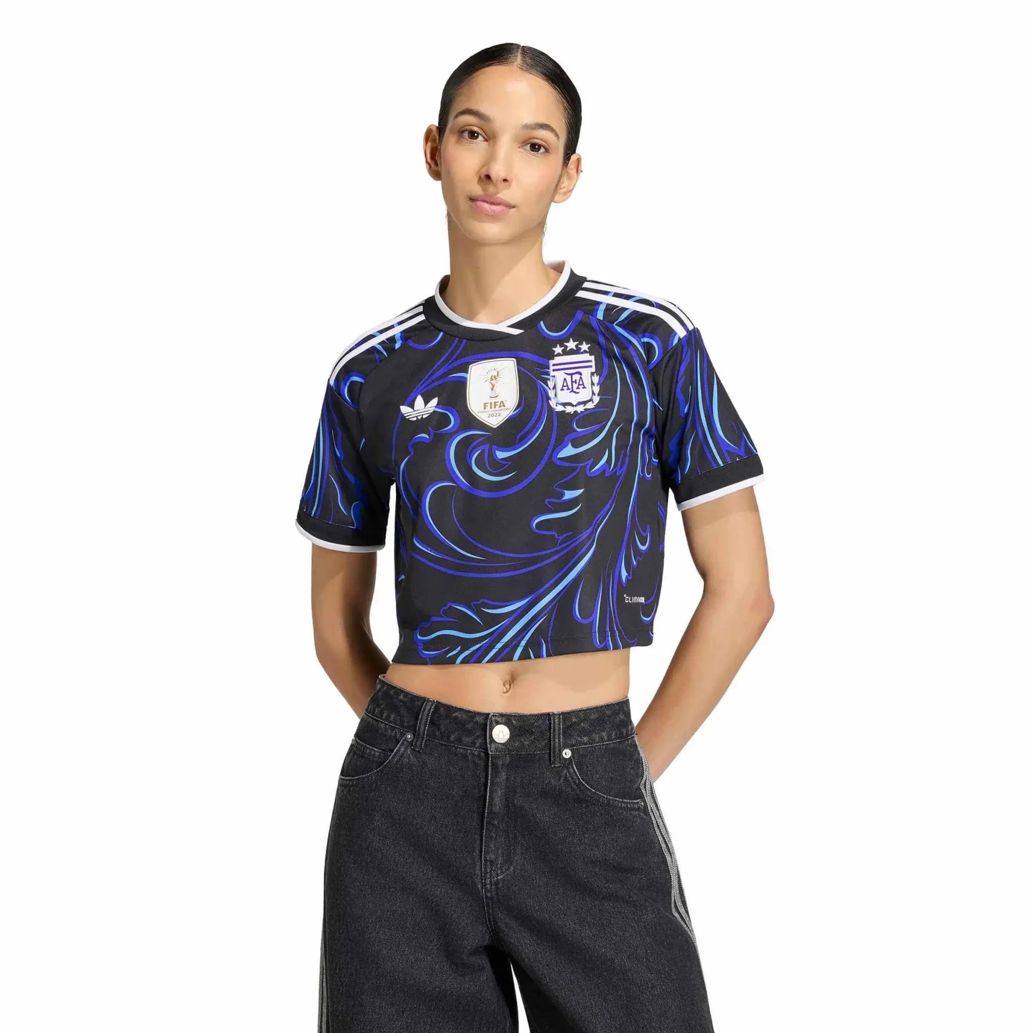 adidas 2026 Argentina Women's Stadium Away Cropped Soccer Jersey 3