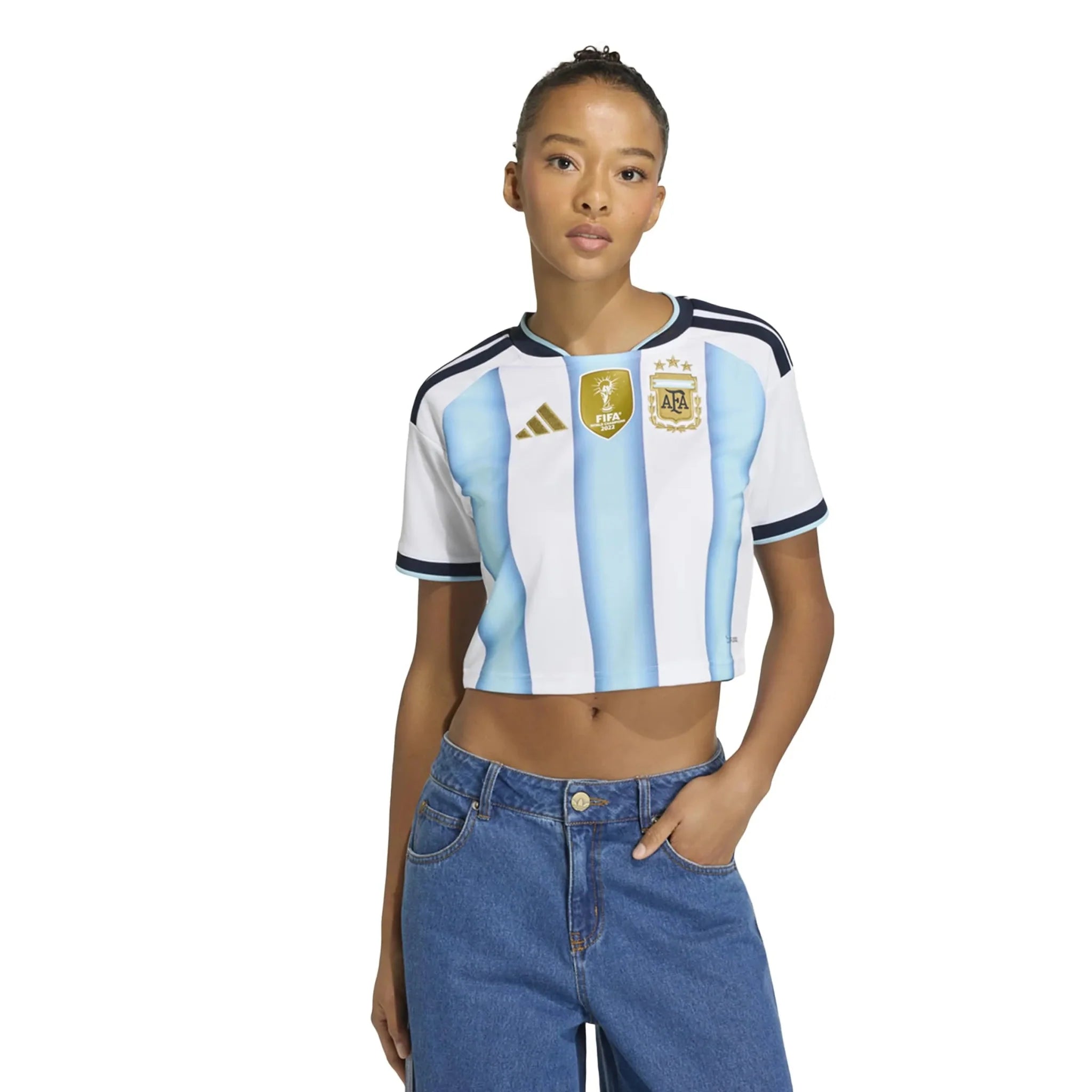 adidas 2026 Argentina Women's Stadium Home Cropped Soccer Jersey 3