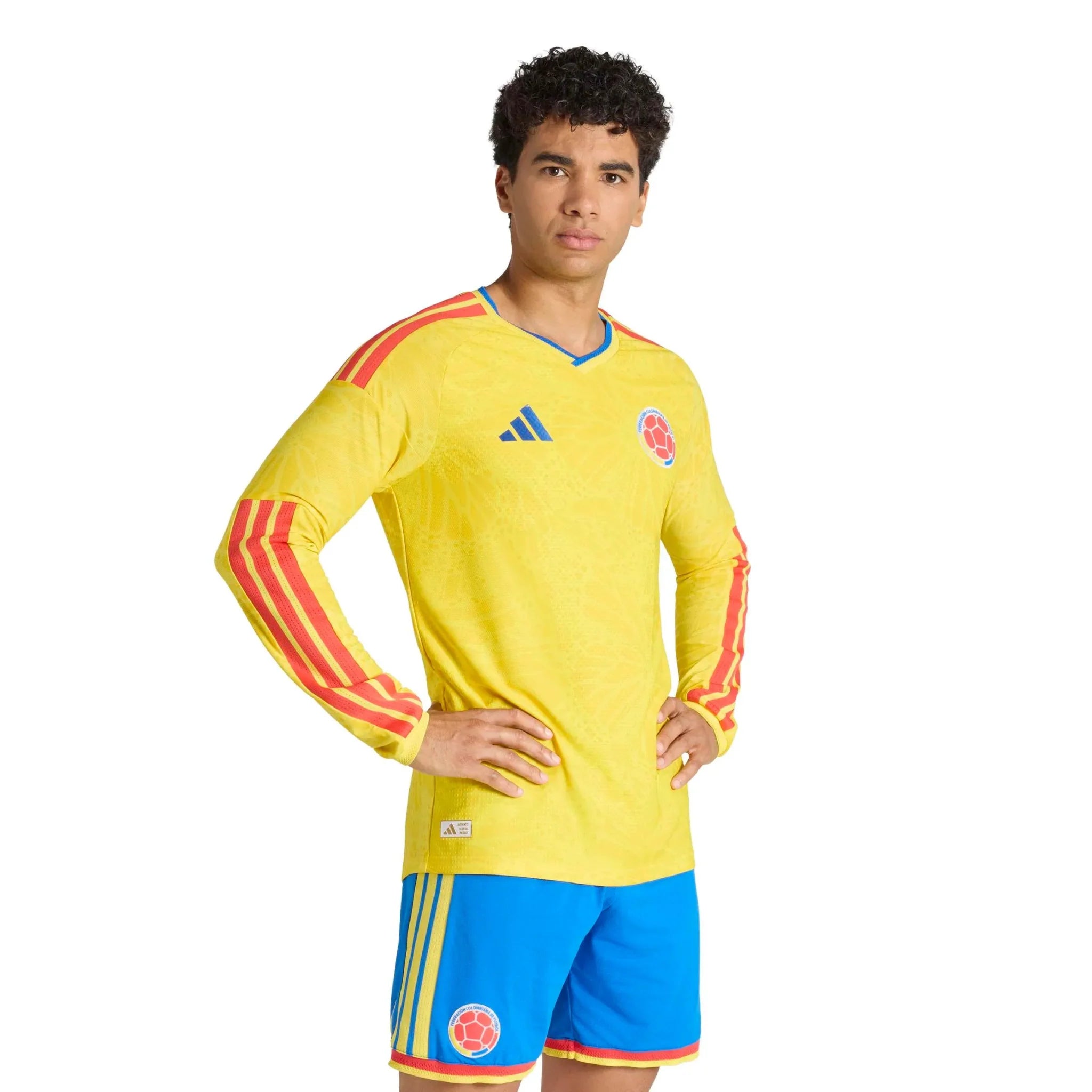 adidas 2026 Colombia Men's Authentic Home Long-Sleeve Soccer Jersey 3