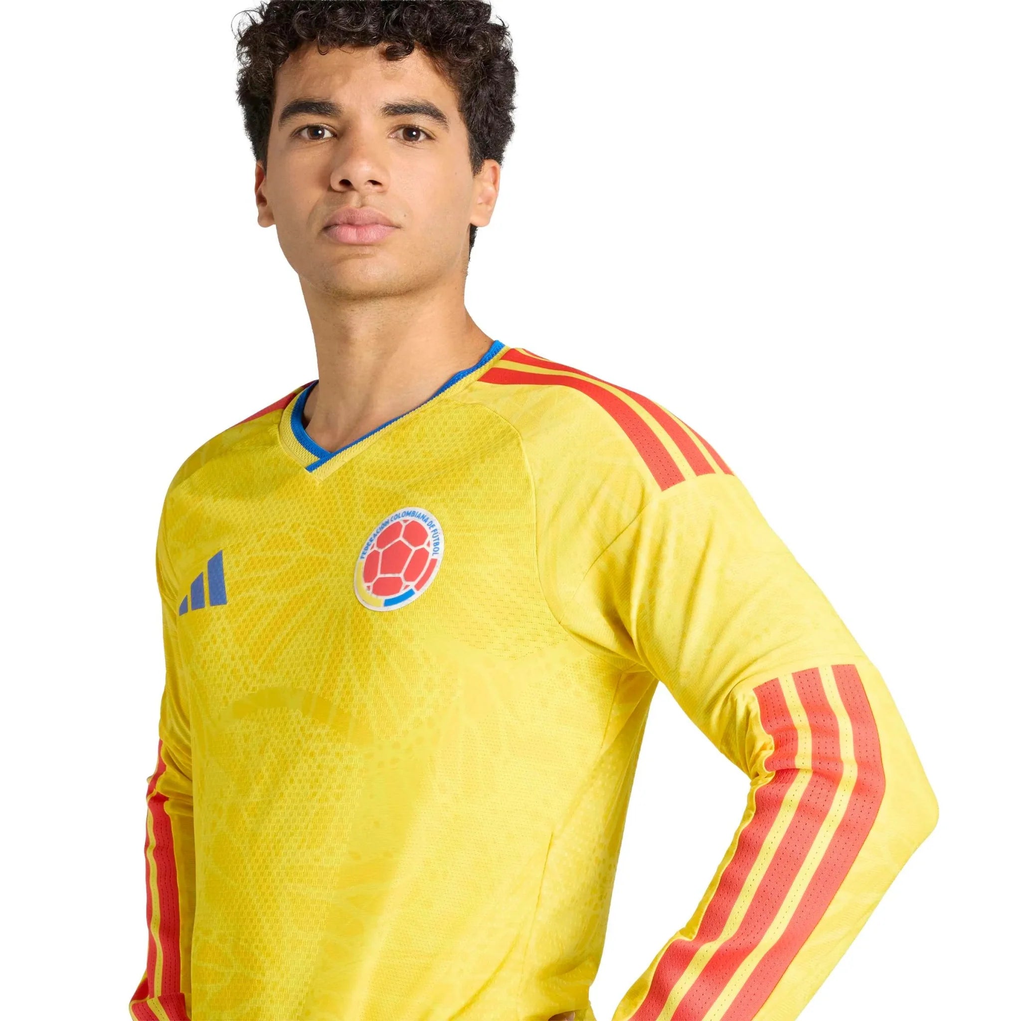 adidas 2026 Colombia Men's Authentic Home Long-Sleeve Soccer Jersey 5