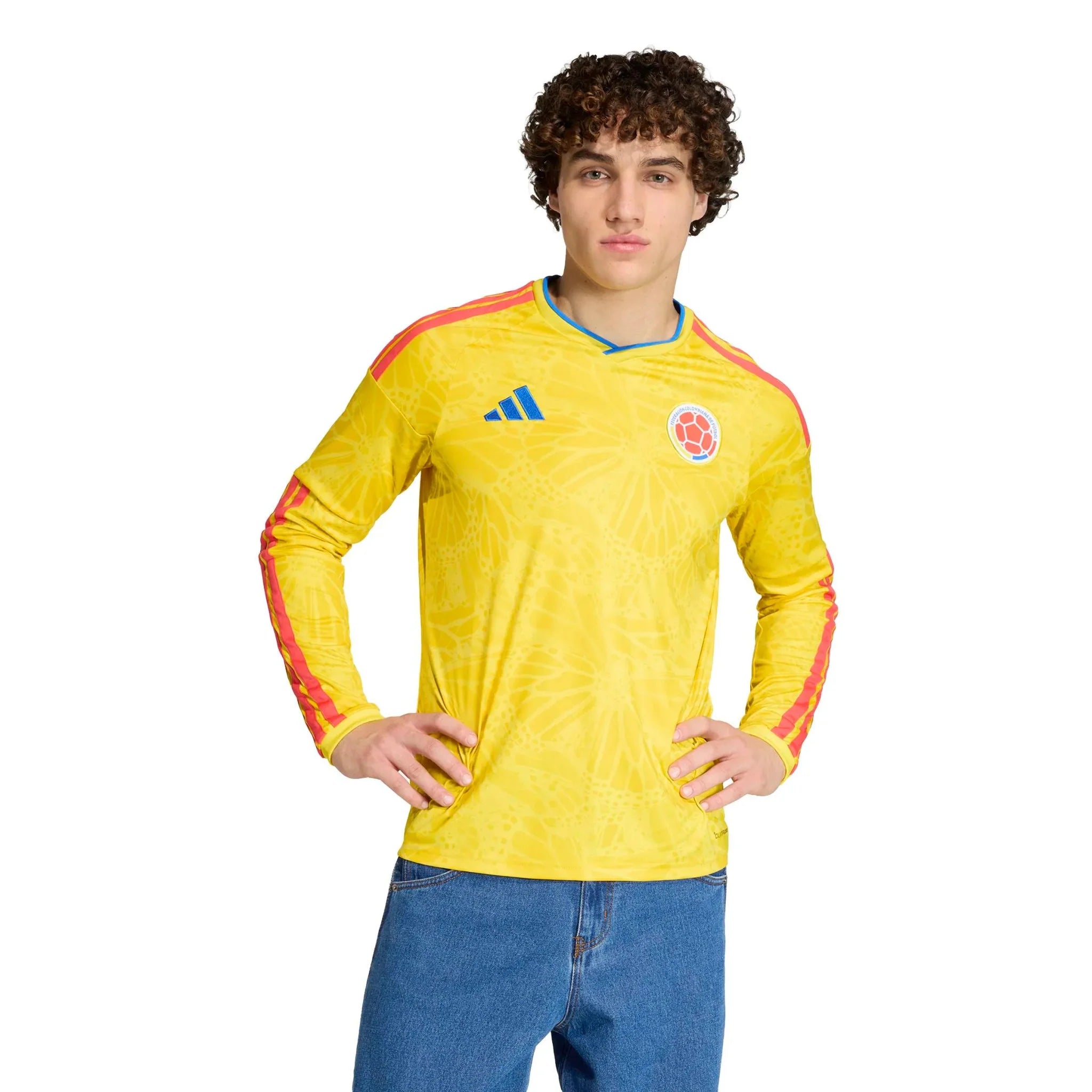 adidas 2026 Colombia Men's Stadium Home Long-Sleeve Soccer Jersey 3