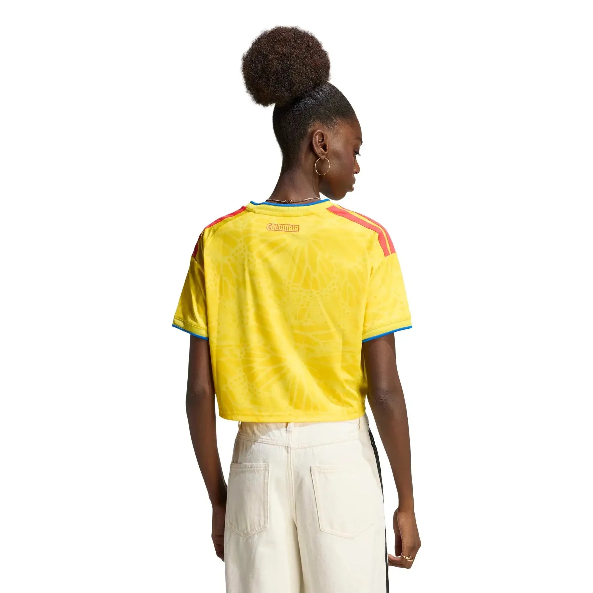 adidas 2026 Colombia Women's Stadium Home Cropped Soccer Jersey 4