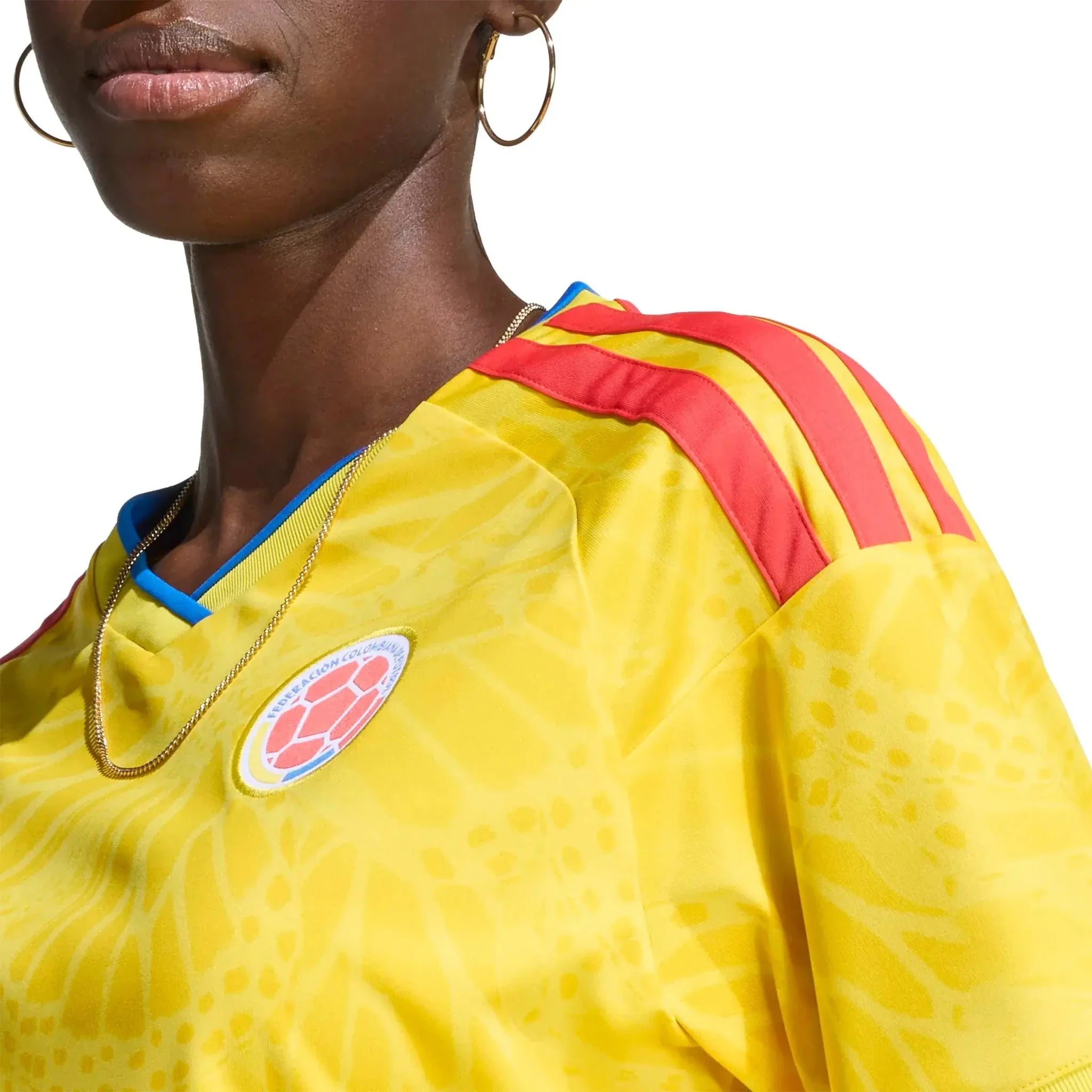 adidas 2026 Colombia Women's Stadium Home Cropped Soccer Jersey 6