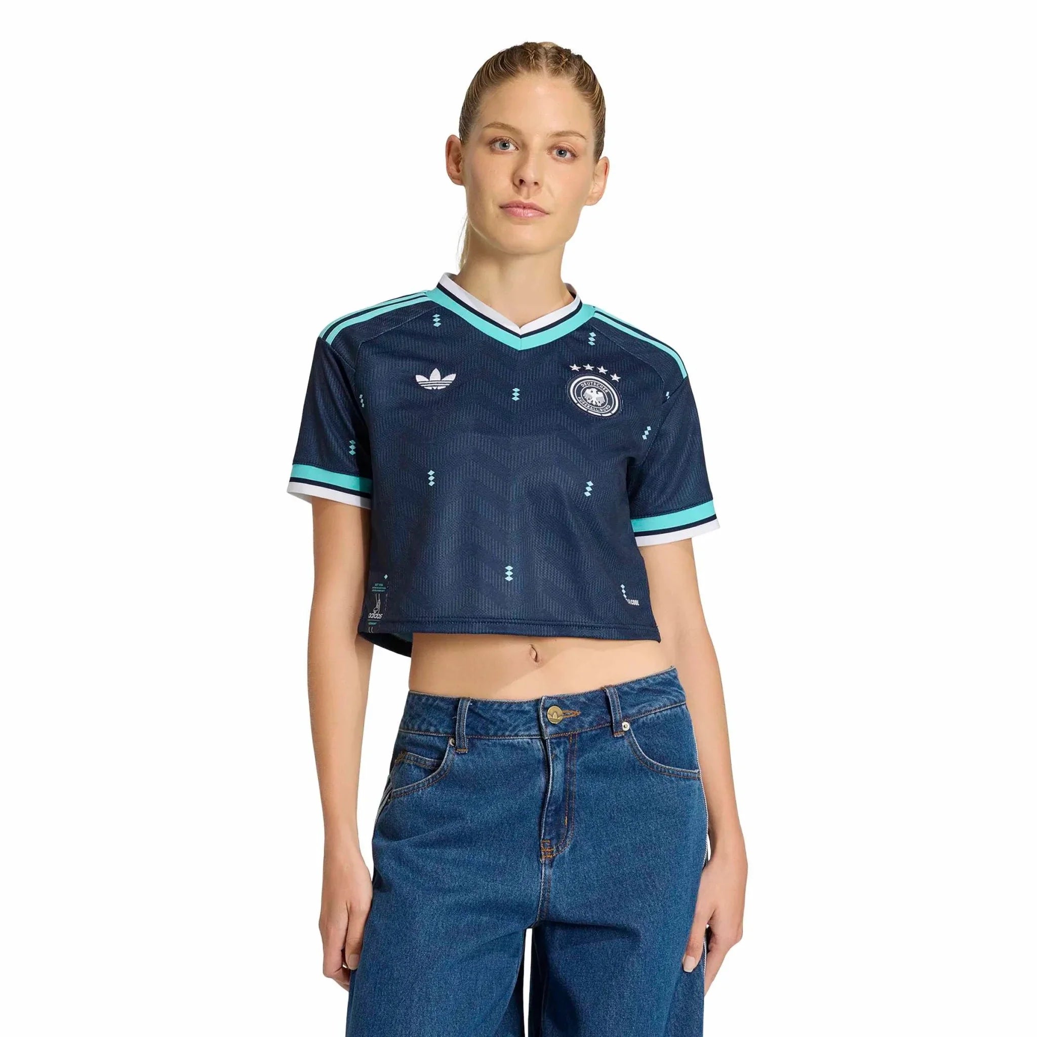 adidas 2026 Germany Women's Stadium Away Cropped Soccer Jersey 3