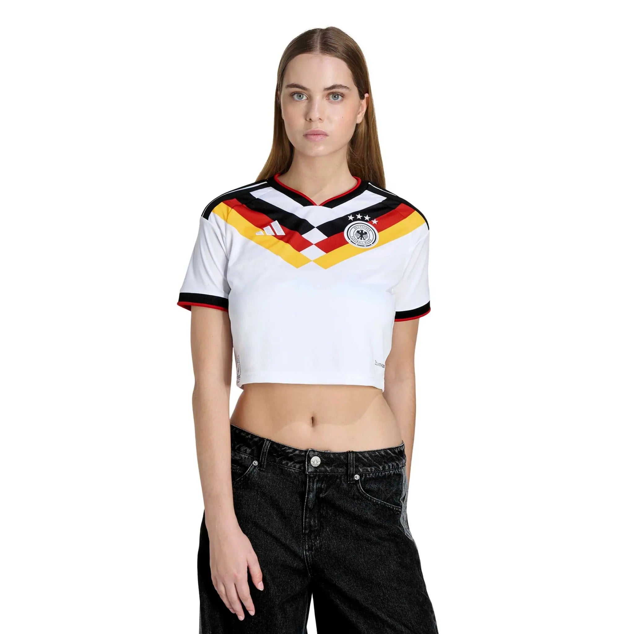 adidas 2026 Germany Women's Stadium Home Cropped Soccer Jersey 3
