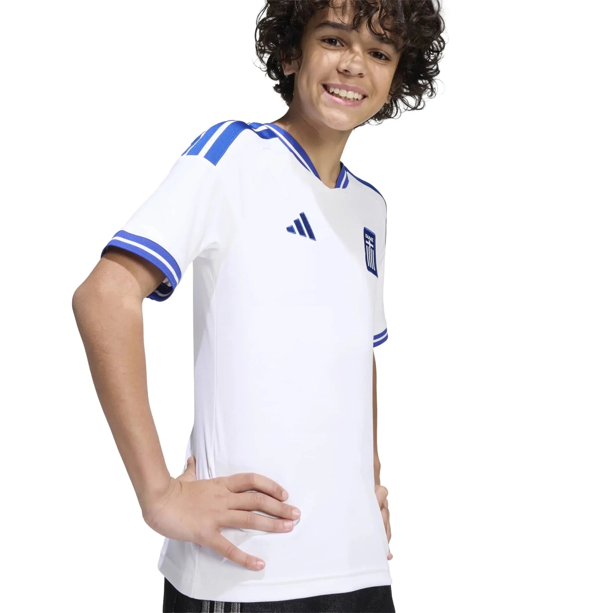 adidas 2026 Greece Youth Stadium Home Soccer Jersey 3