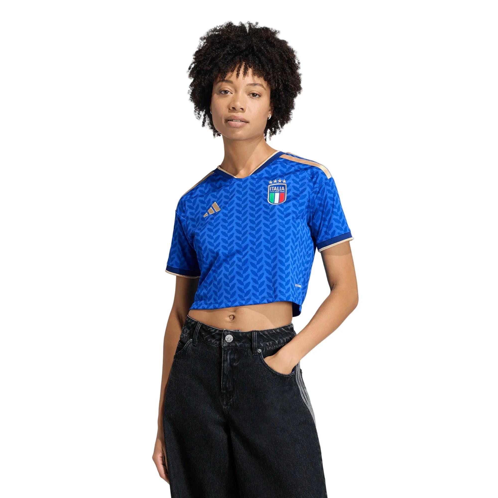 adidas 2026 Italy Women's Stadium Home Cropped Soccer Jersey 3