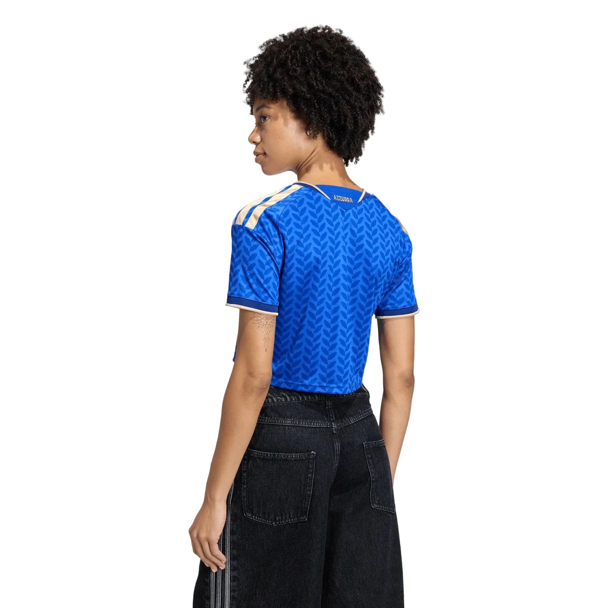 adidas 2026 Italy Women's Stadium Home Cropped Soccer Jersey 4
