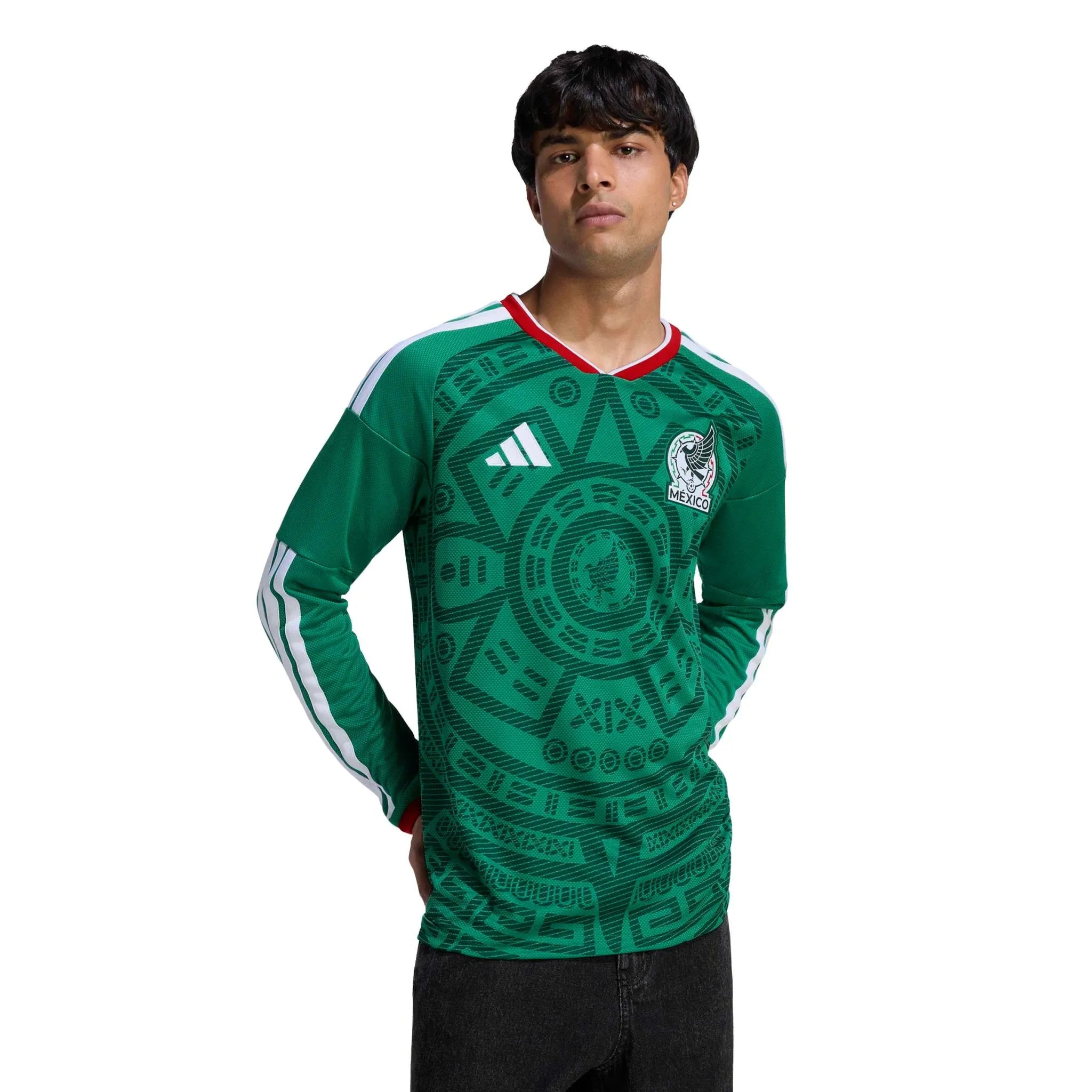 adidas 2026 Mexico Men's Stadium Home Long-Sleeve Soccer Jersey 3