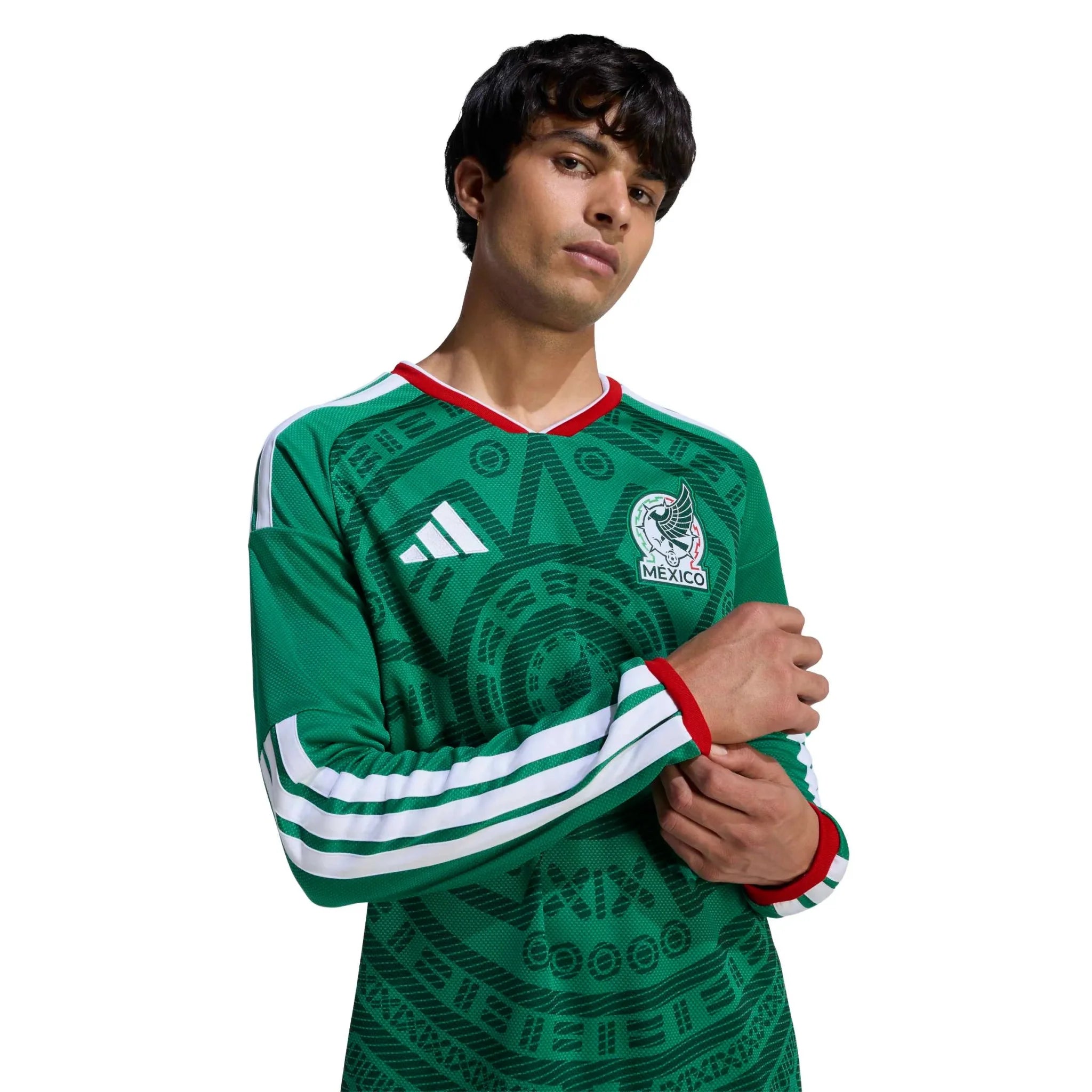 adidas 2026 Mexico Men's Stadium Home Long-Sleeve Soccer Jersey 5