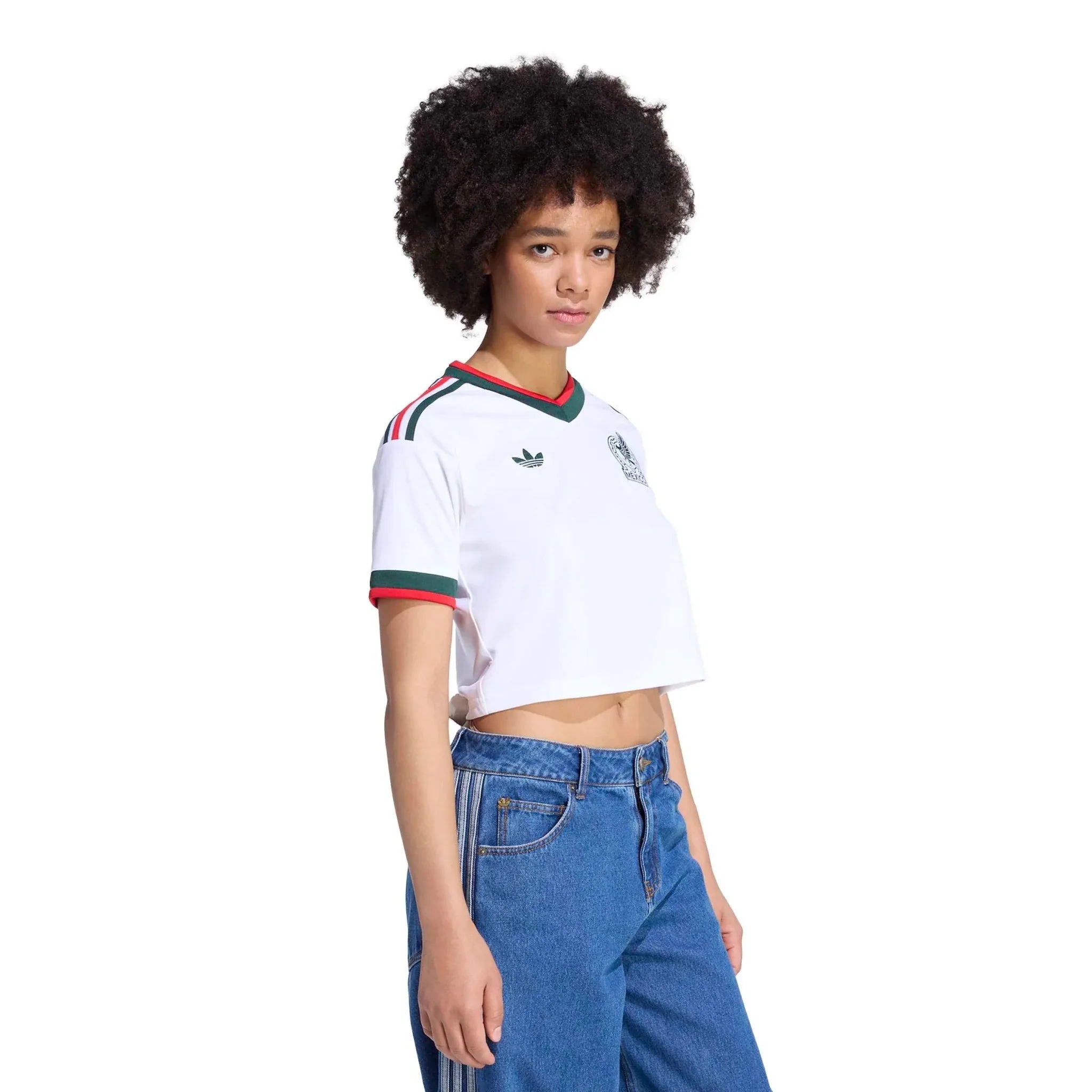 adidas 2026 Mexico Women's Stadium Away Cropped Soccer Jersey 3