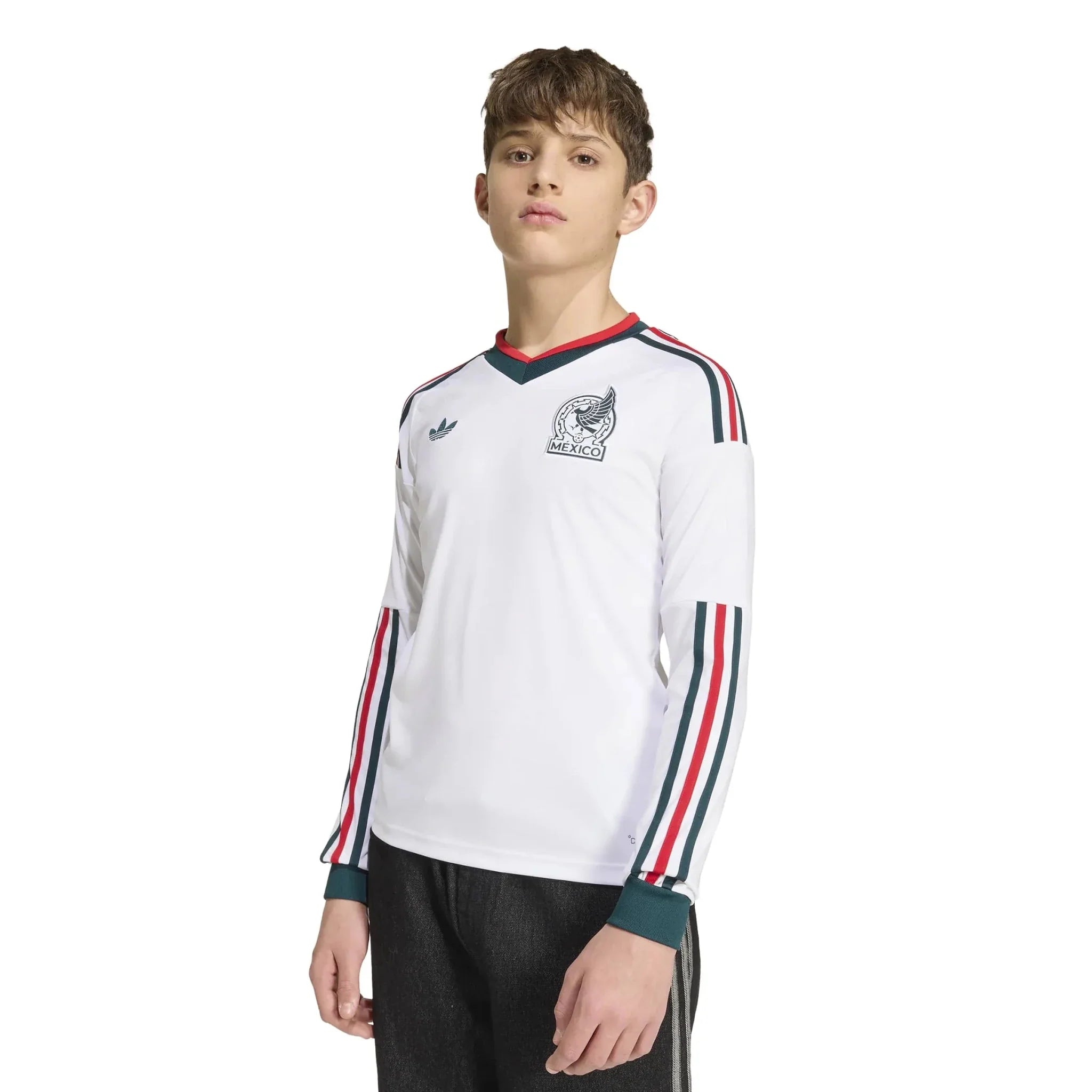 adidas 2026 Mexico Youth Stadium Away Long-Sleeve Soccer Jersey 5