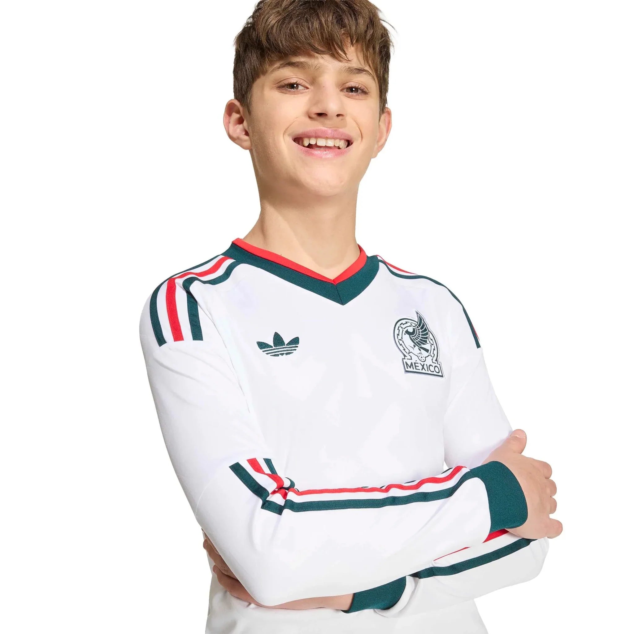 adidas 2026 Mexico Youth Stadium Away Long-Sleeve Soccer Jersey 3