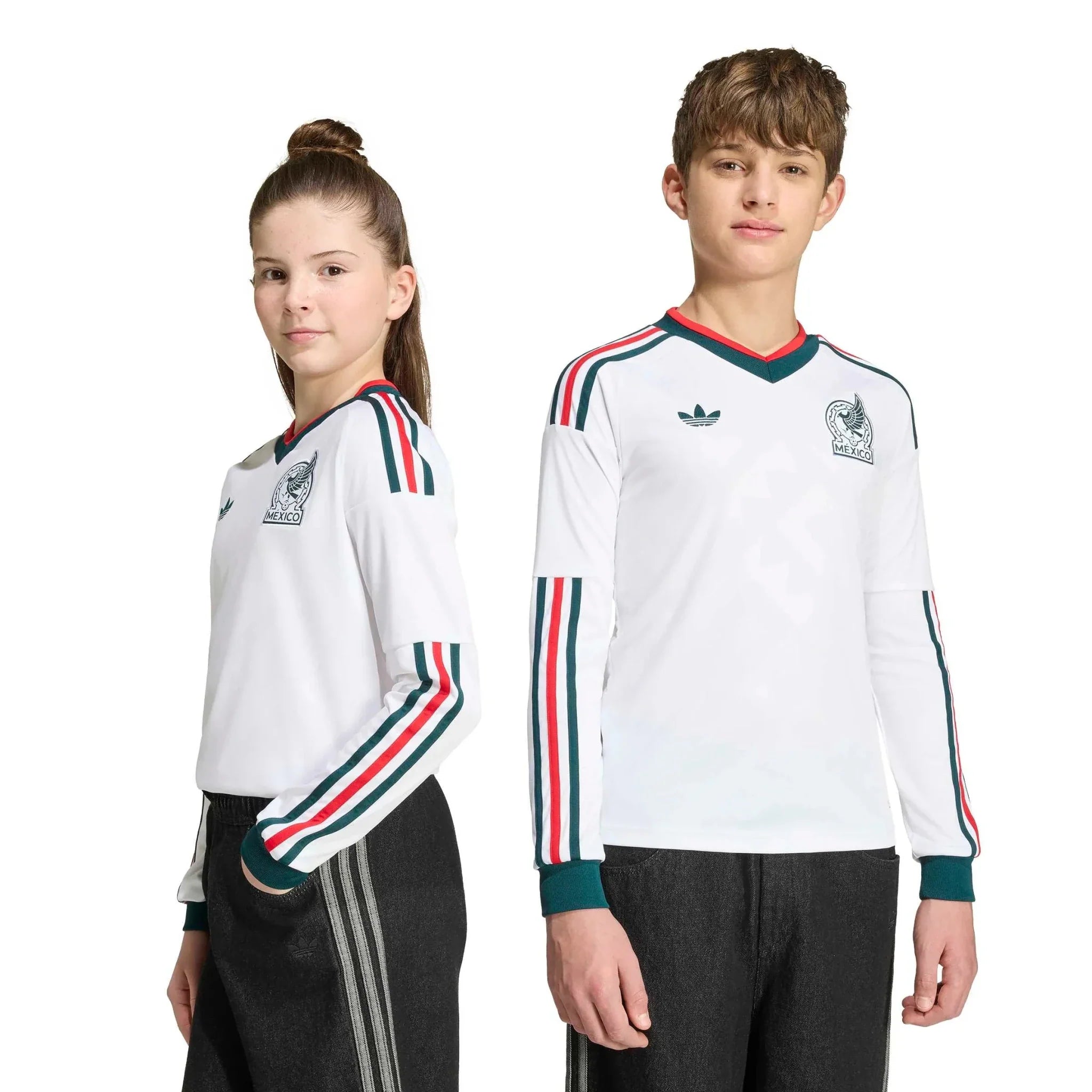 adidas 2026 Mexico Youth Stadium Away Long-Sleeve Soccer Jersey 7