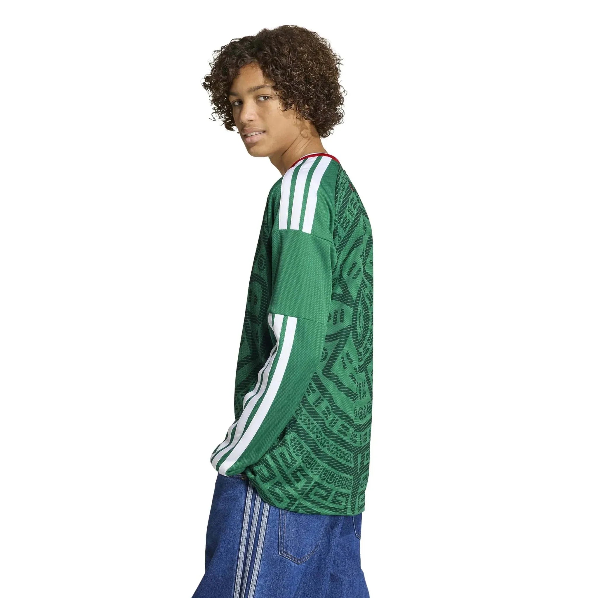 adidas 2026 Mexico Youth Stadium Home Long-Sleeve Soccer Jersey 4