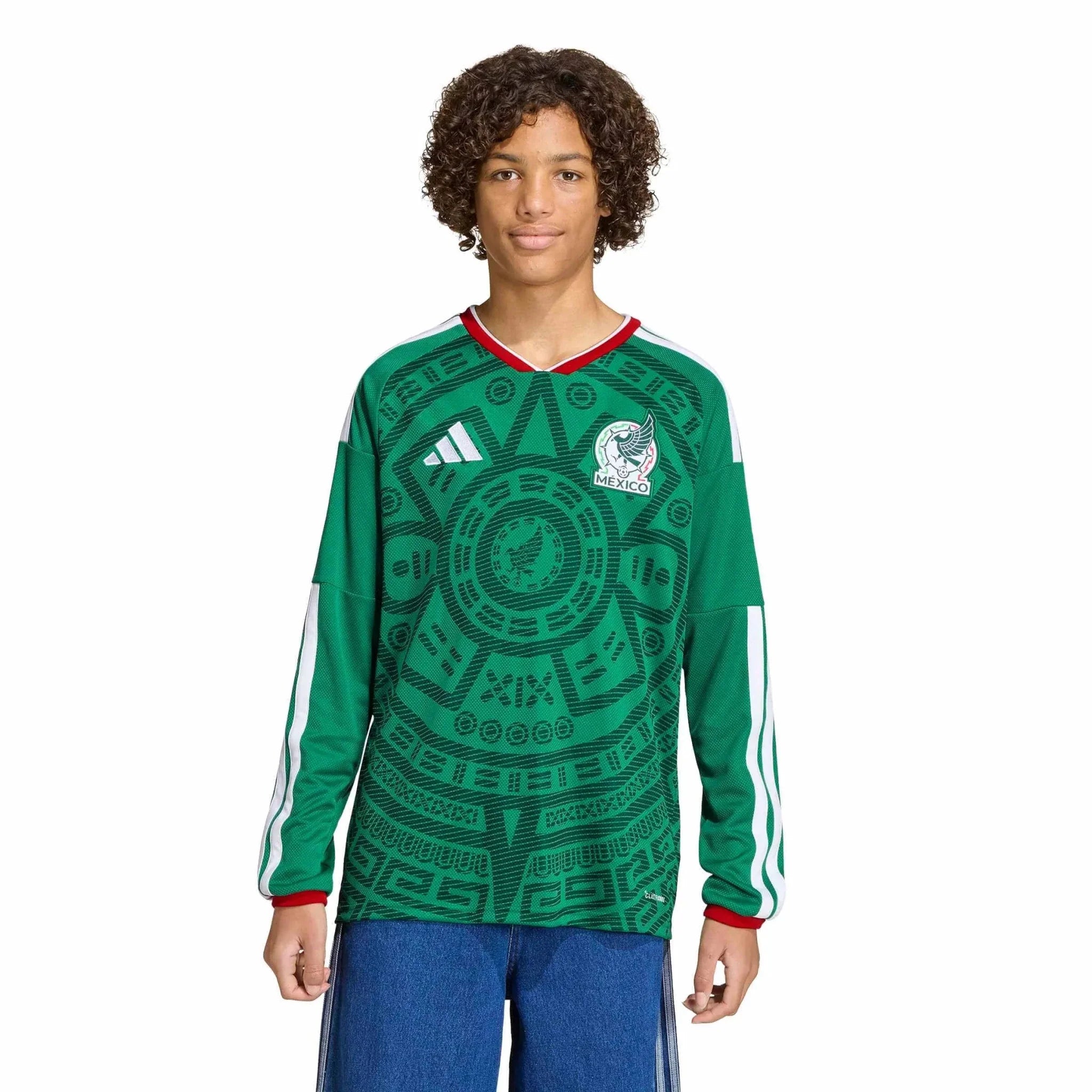 adidas 2026 Mexico Youth Stadium Home Long-Sleeve Soccer Jersey 3
