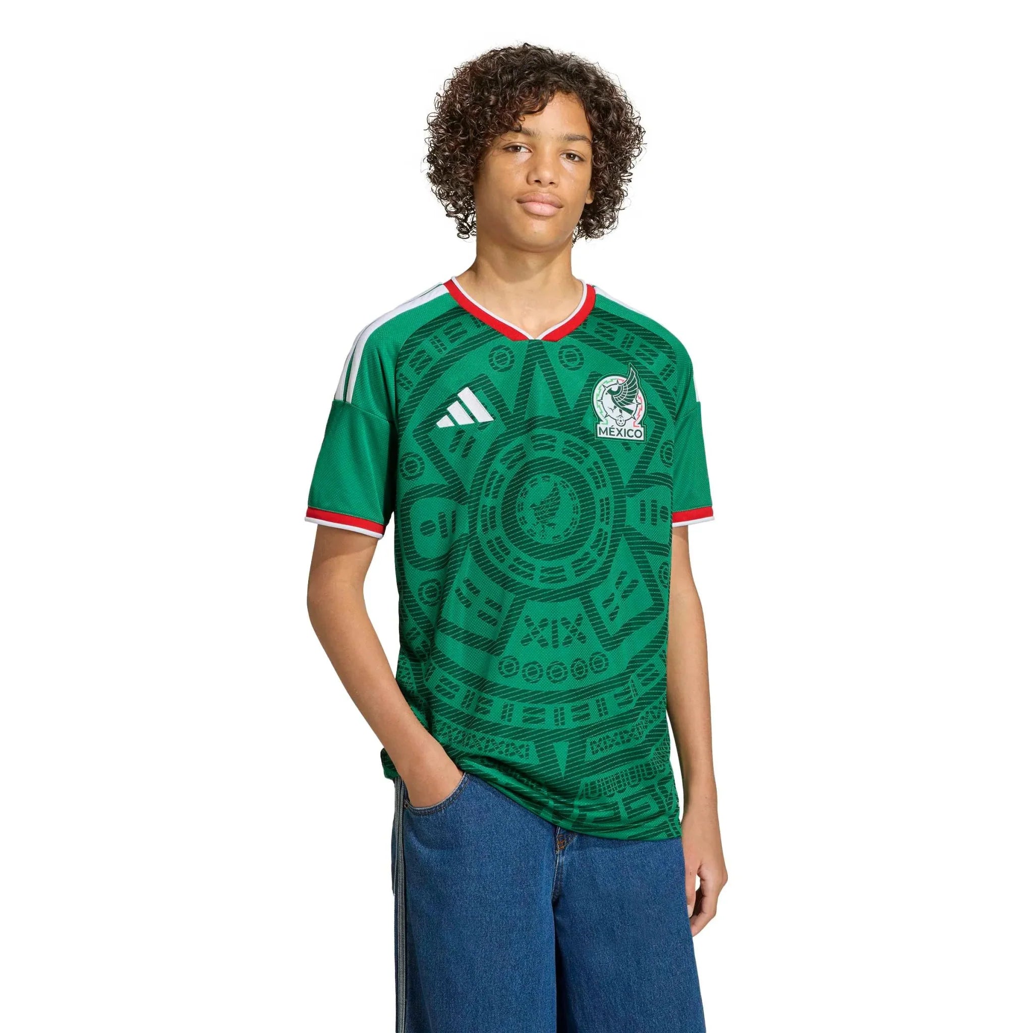 adidas 2026 Mexico Youth Stadium Home Soccer Jersey 3