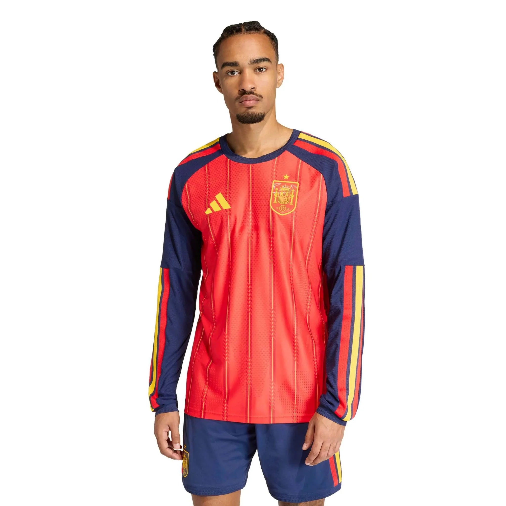 adidas 2026 Spain Men's Authentic Home Long-Sleeve Soccer Jersey 3