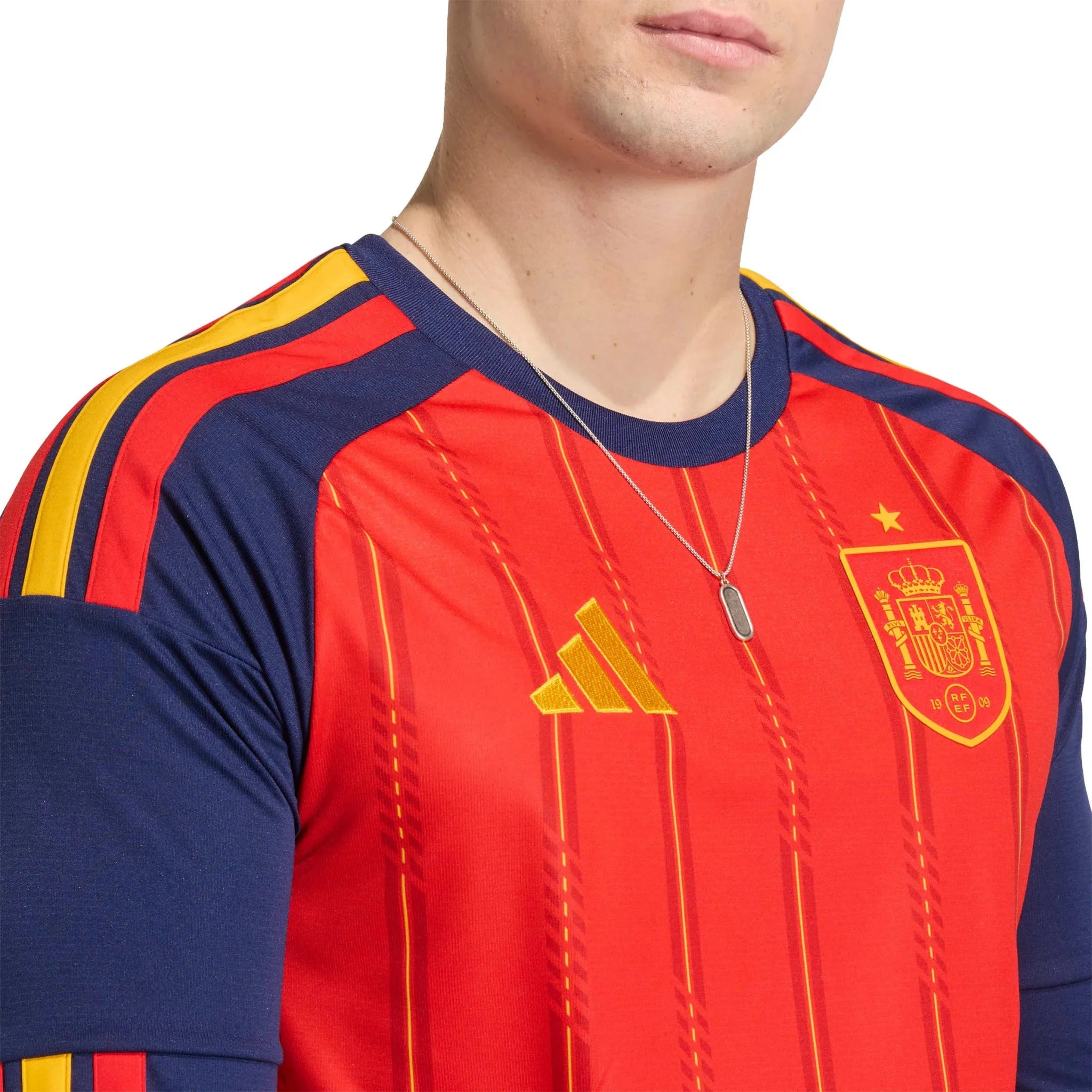 adidas 2026 Spain Men's Stadium Home Long-Sleeve Soccer Jersey 6