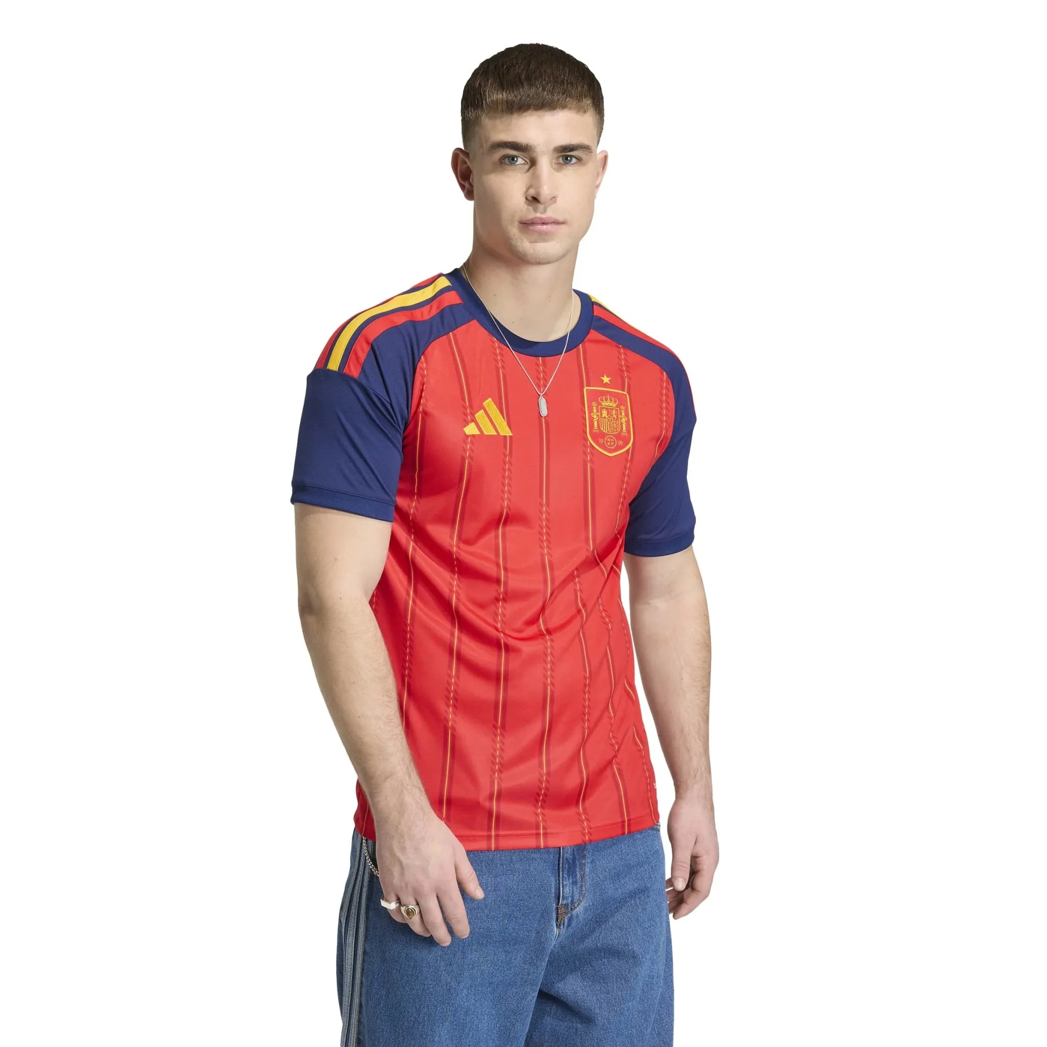 adidas 2026 Spain Men's Stadium Home Soccer Jersey 3